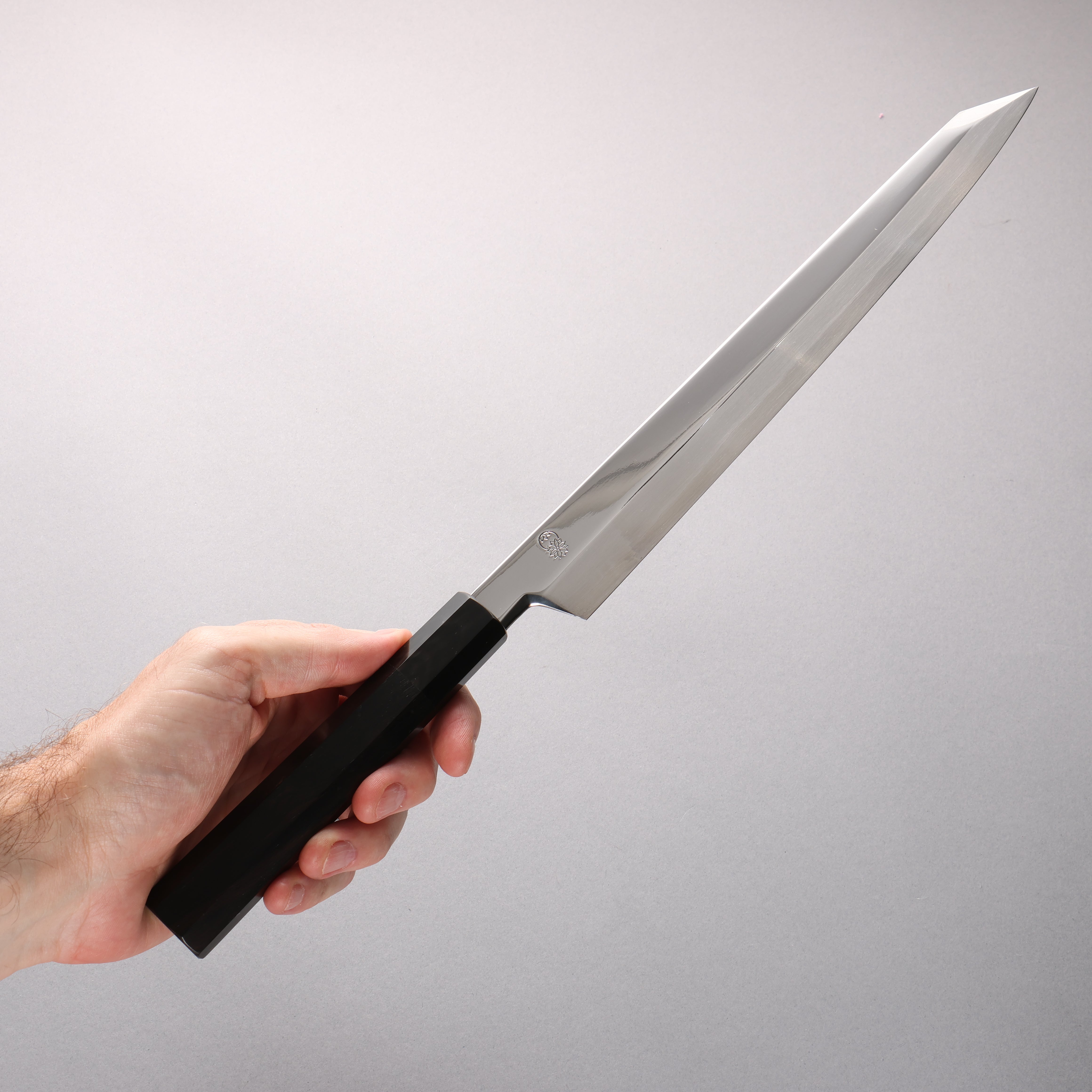 重陽 銀三鋼 鏡面處理 切付柳刃 270mm 黑檀 (口輪:黑水牛角) 握把 - 清助刃物
