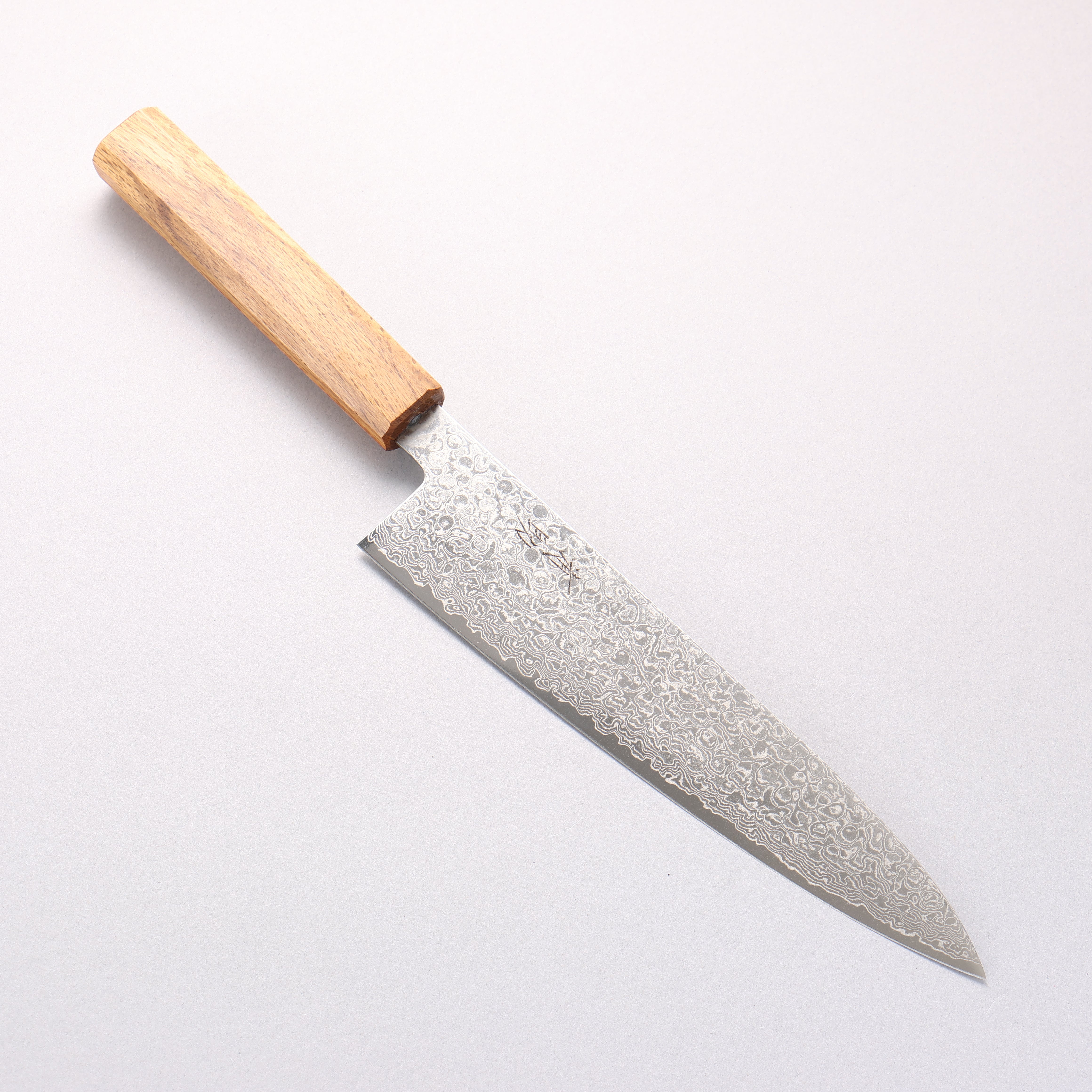 清助 ZA-18 鏡面處理 大馬士革紋 牛刀 210mm 橡木 握把 - 清助刃物