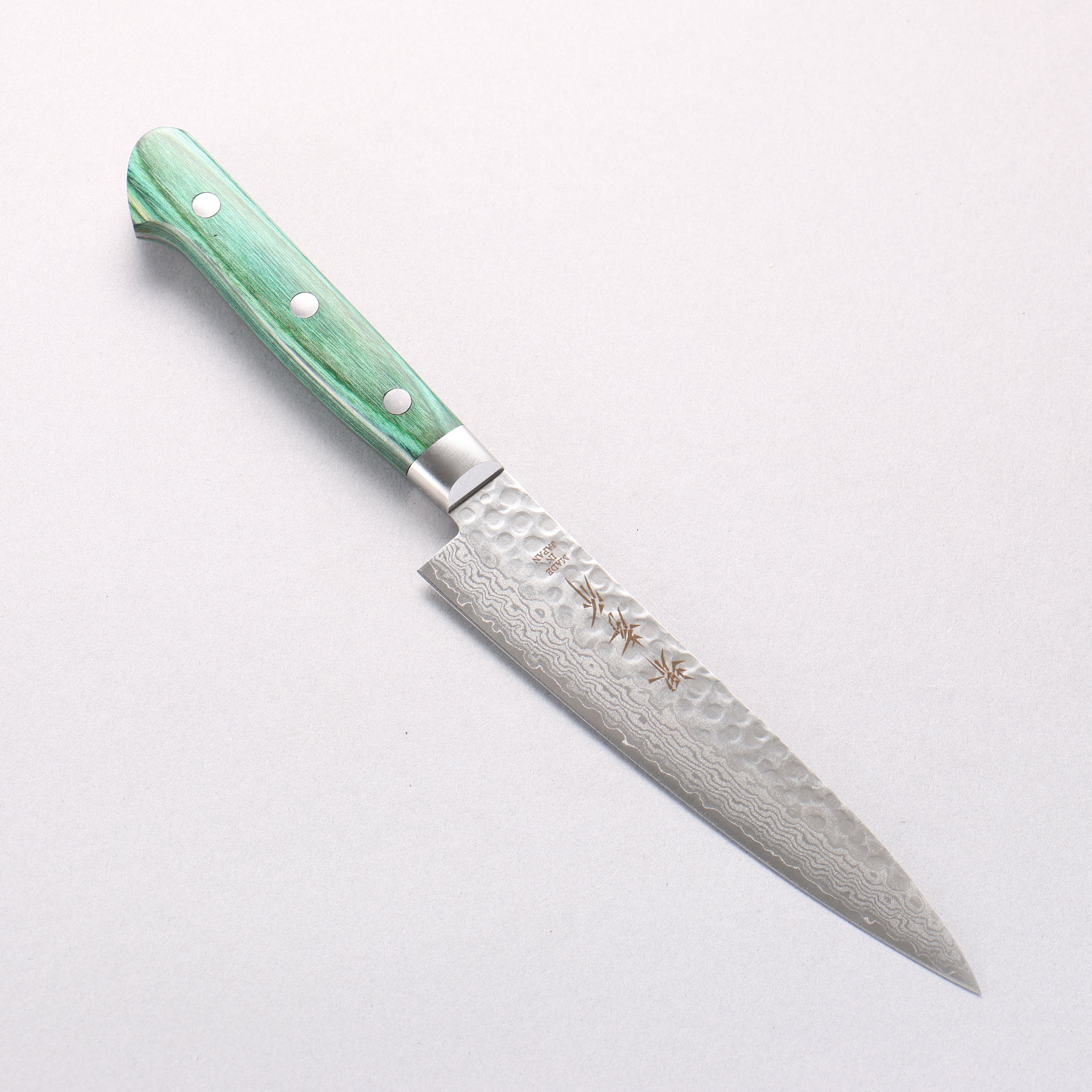 堺 孝行 VG10 17層大馬士革紋 多用途小刀 135mm 合成木(綠色) 握把 - 清助刃物