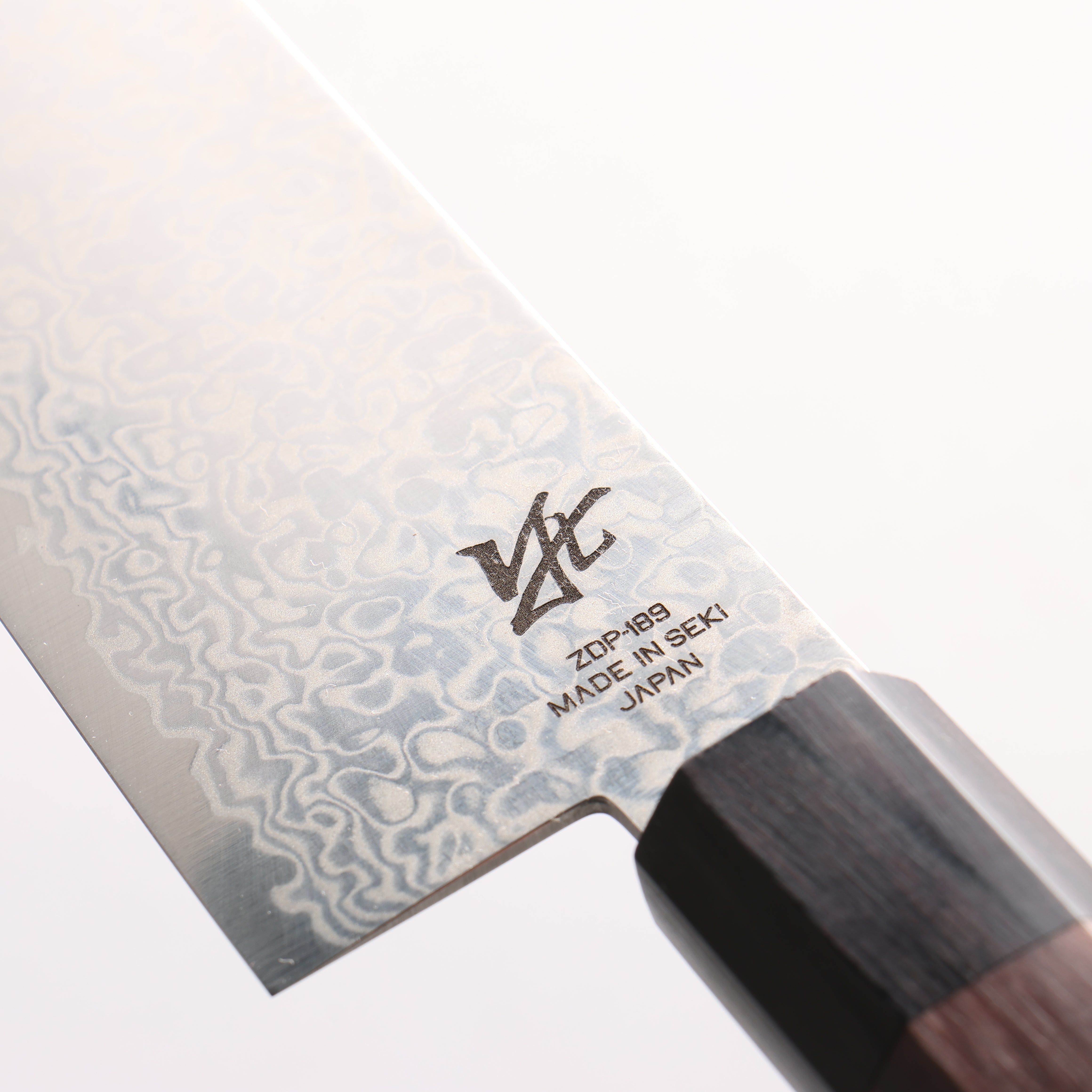 清助 ZDP189 大馬士革紋 切付牛刀 210mm 紫檀木(口輪:黑合成木) 握把 - 清助刃物