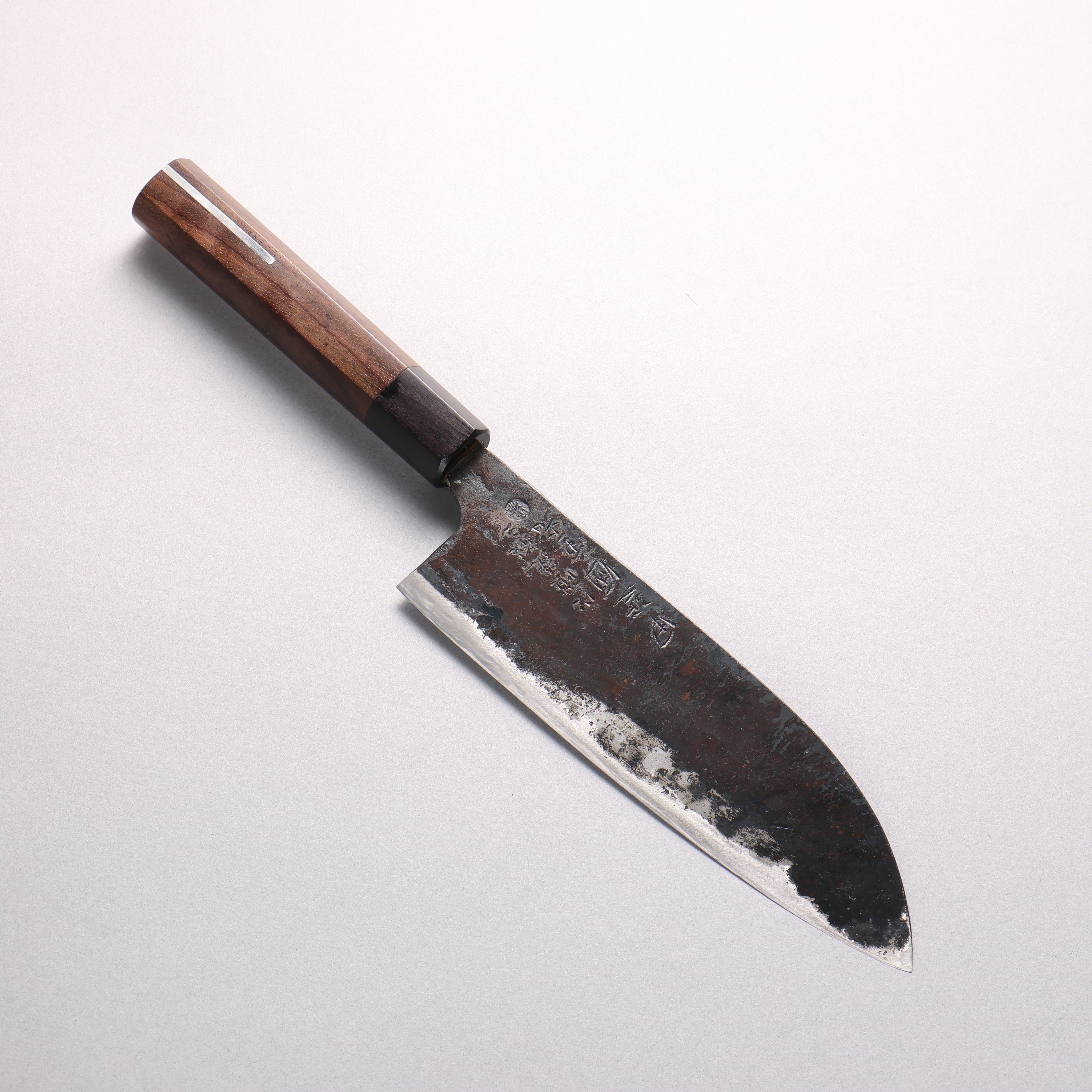 伊藤重光 Tamahagane 隕石夾層 黑打 三德刀 180mm 紫檀木(口輪:黑合成木/銀線) 握把