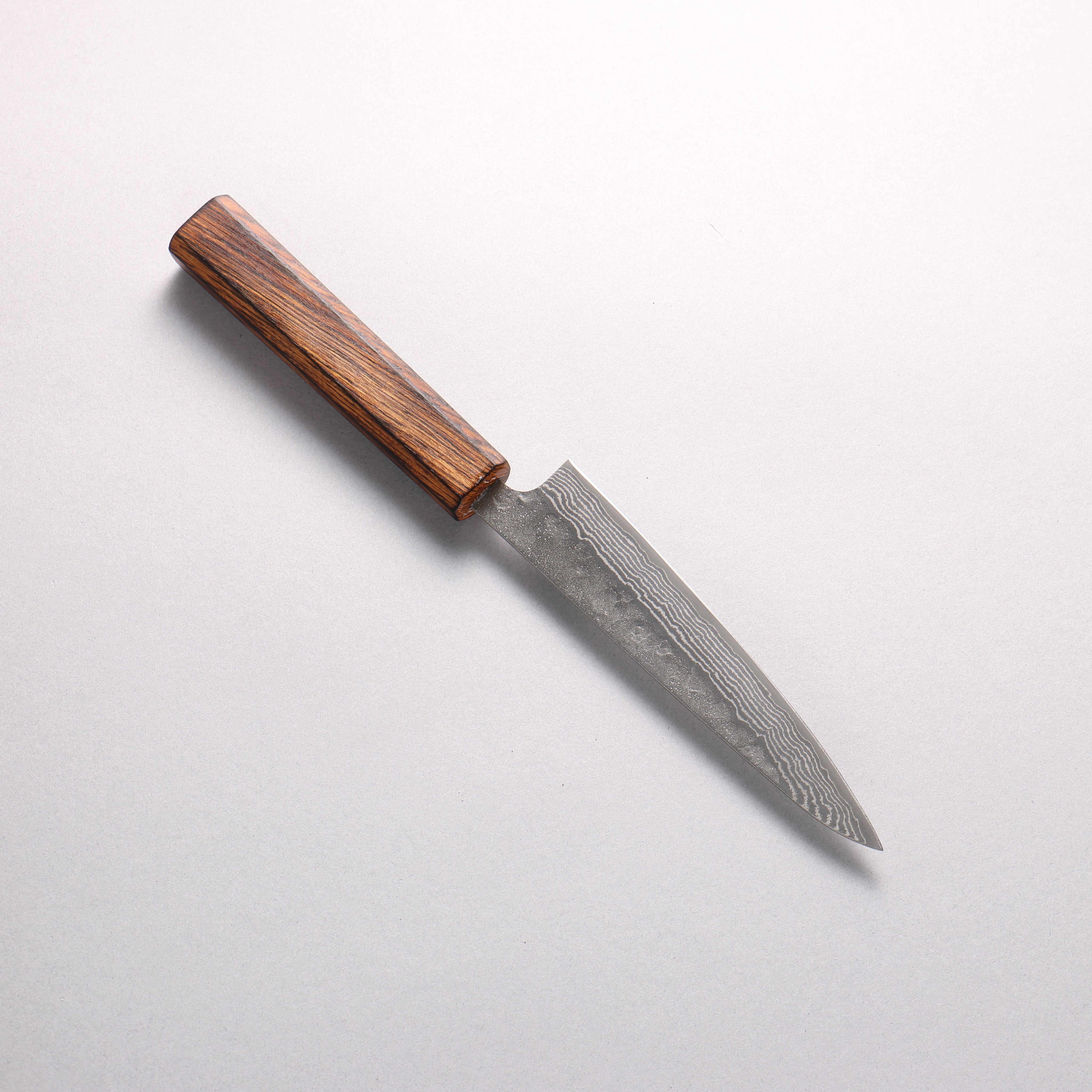 清助 不鏽鋼 440C 鎚目 大馬士革紋 多用途小刀 135mm 橡木 握把 - 清助刃物