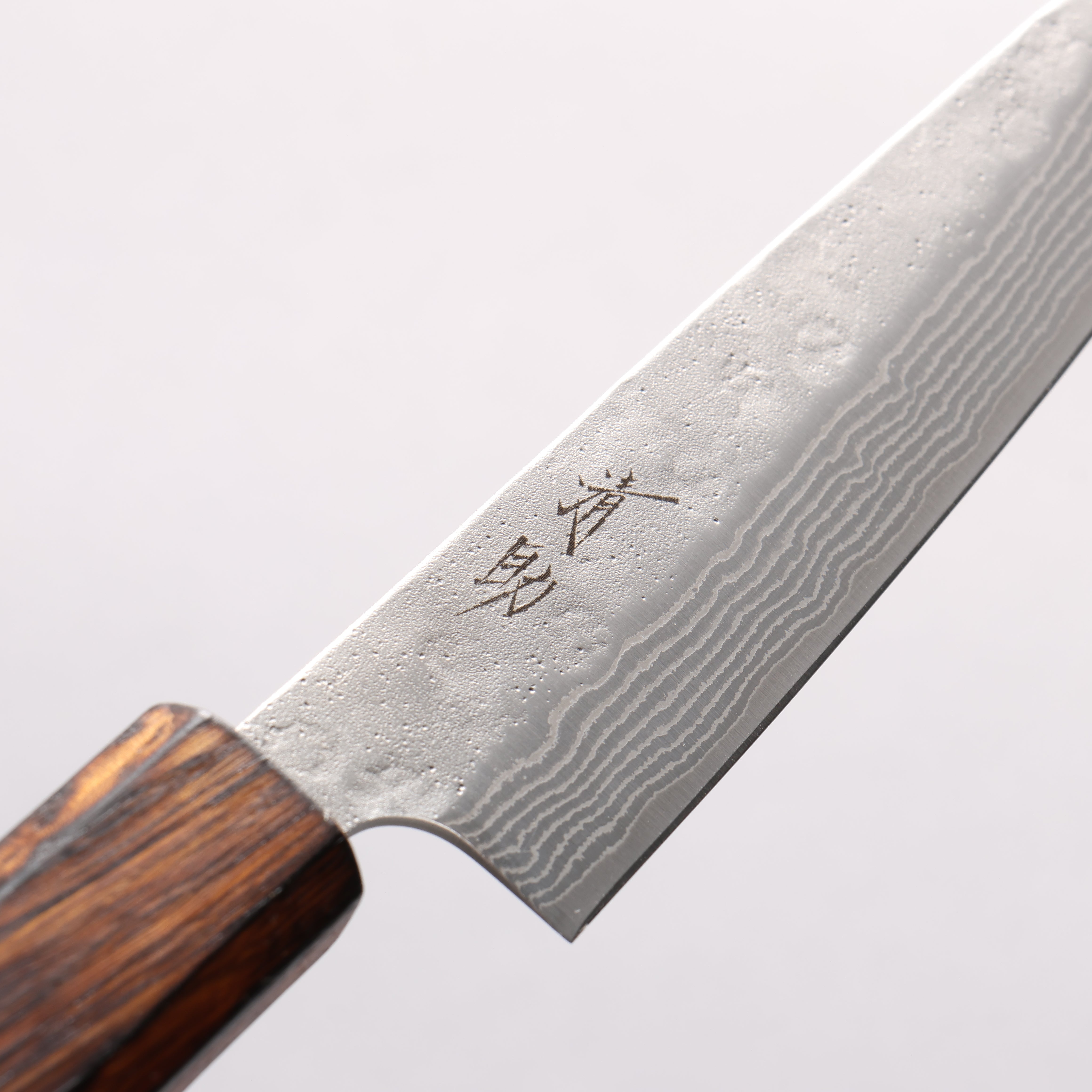 清助 不鏽鋼 440C 鎚目 大馬士革紋 多用途小刀 135mm 橡木 握把 - 清助刃物