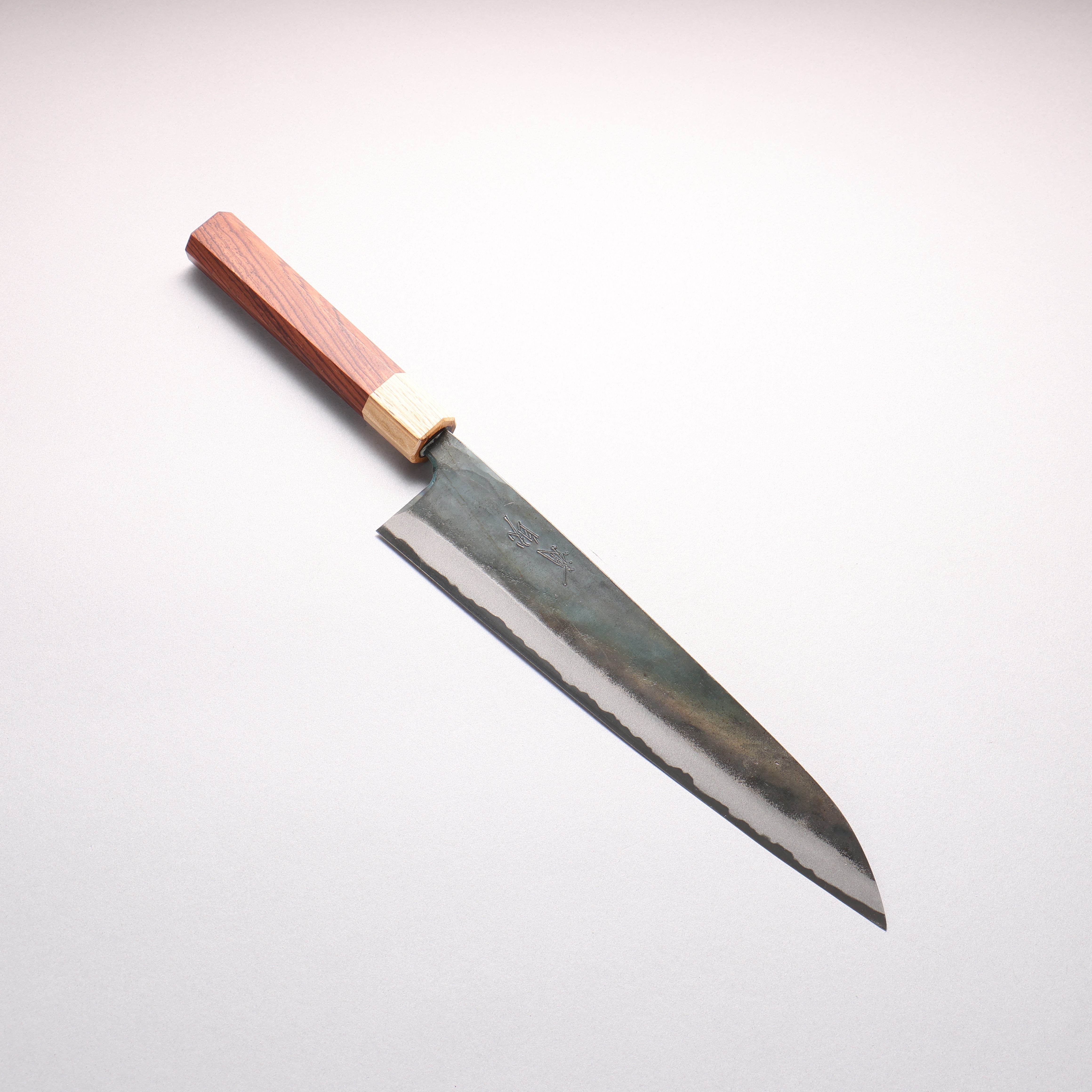清助 青鋼一號 黑打 切付牛刀 240mm 紫檀木(口輪:樫) 握把