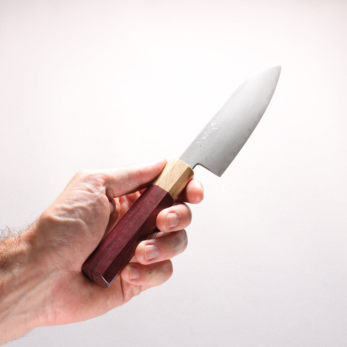 Fukube VG10 16層大馬士革紋 三德刀 130mm 紫心木 握把 - 清助刃物