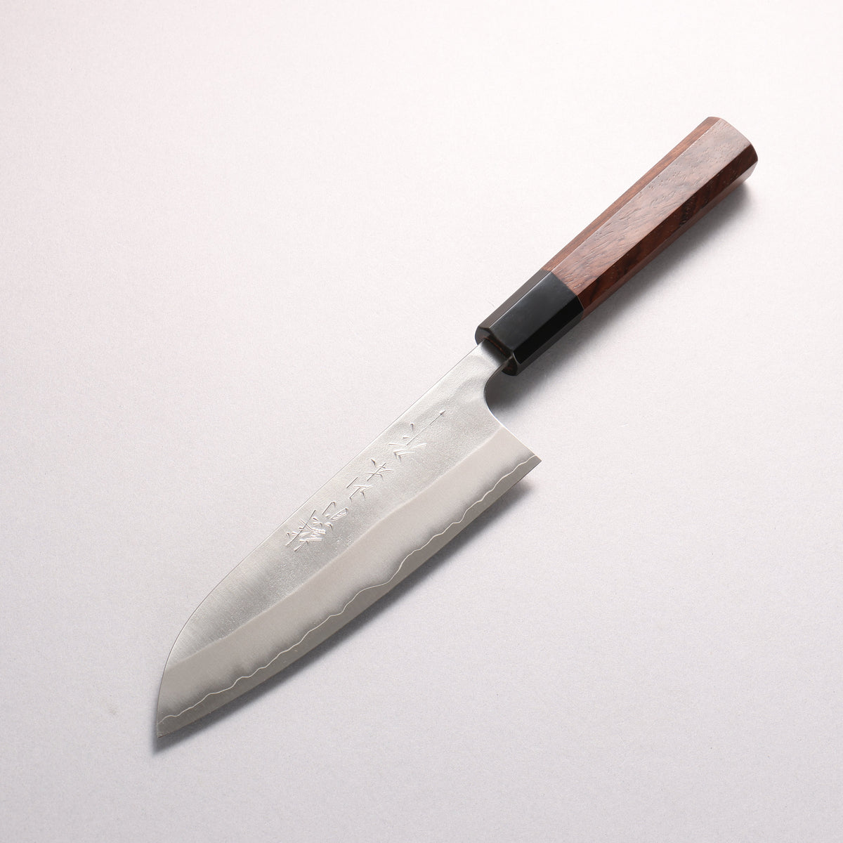 山本 直 銀三鋼 梨地 三德刀 165mm 核桃木(黒色水牛角) 握把