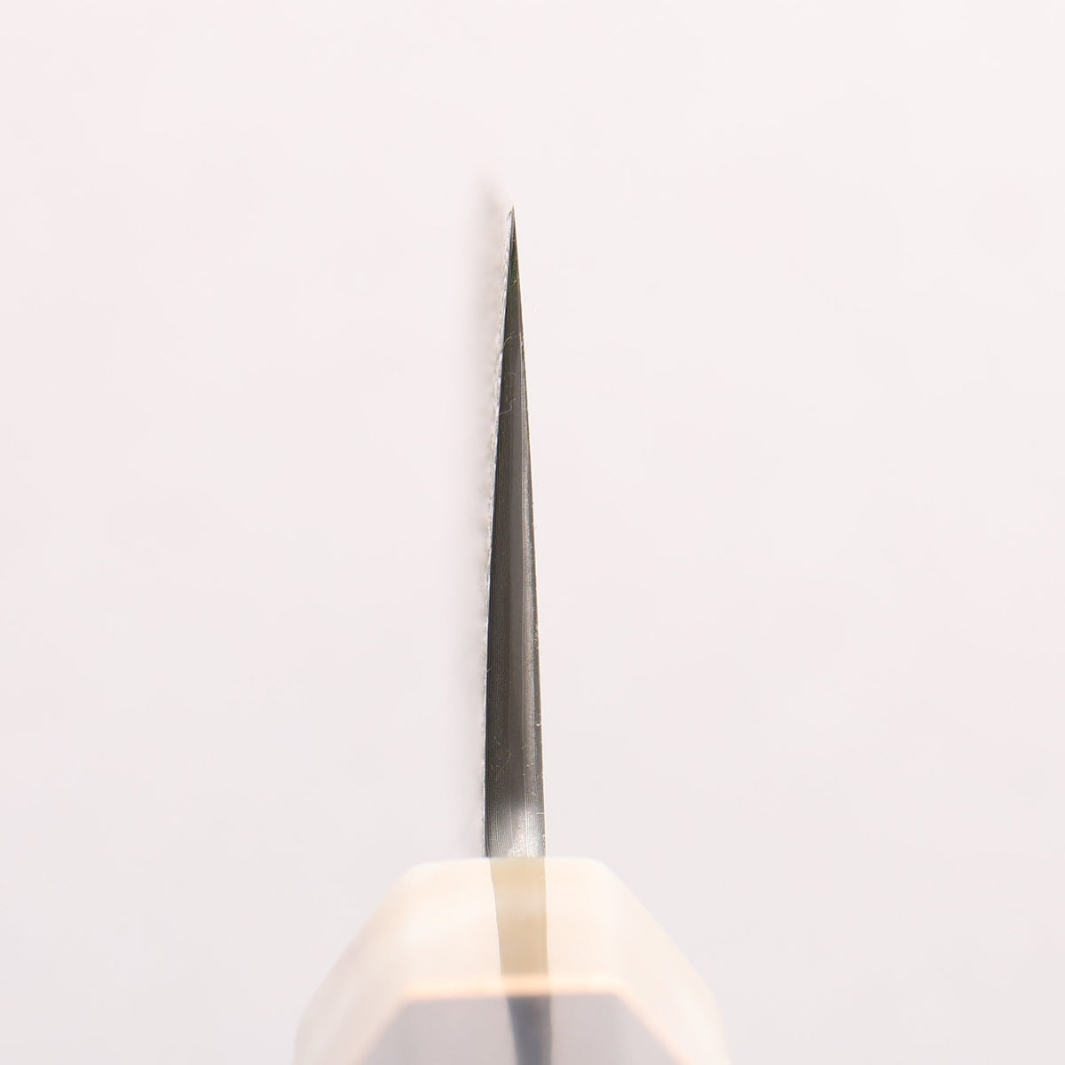 中川 悟志 SPG STRIX 黑色大馬士革紋 牛刀 210mm 黑檀 (1楓木環 有大理石花紋的水牛角口輪) 握把 - 清助刃物