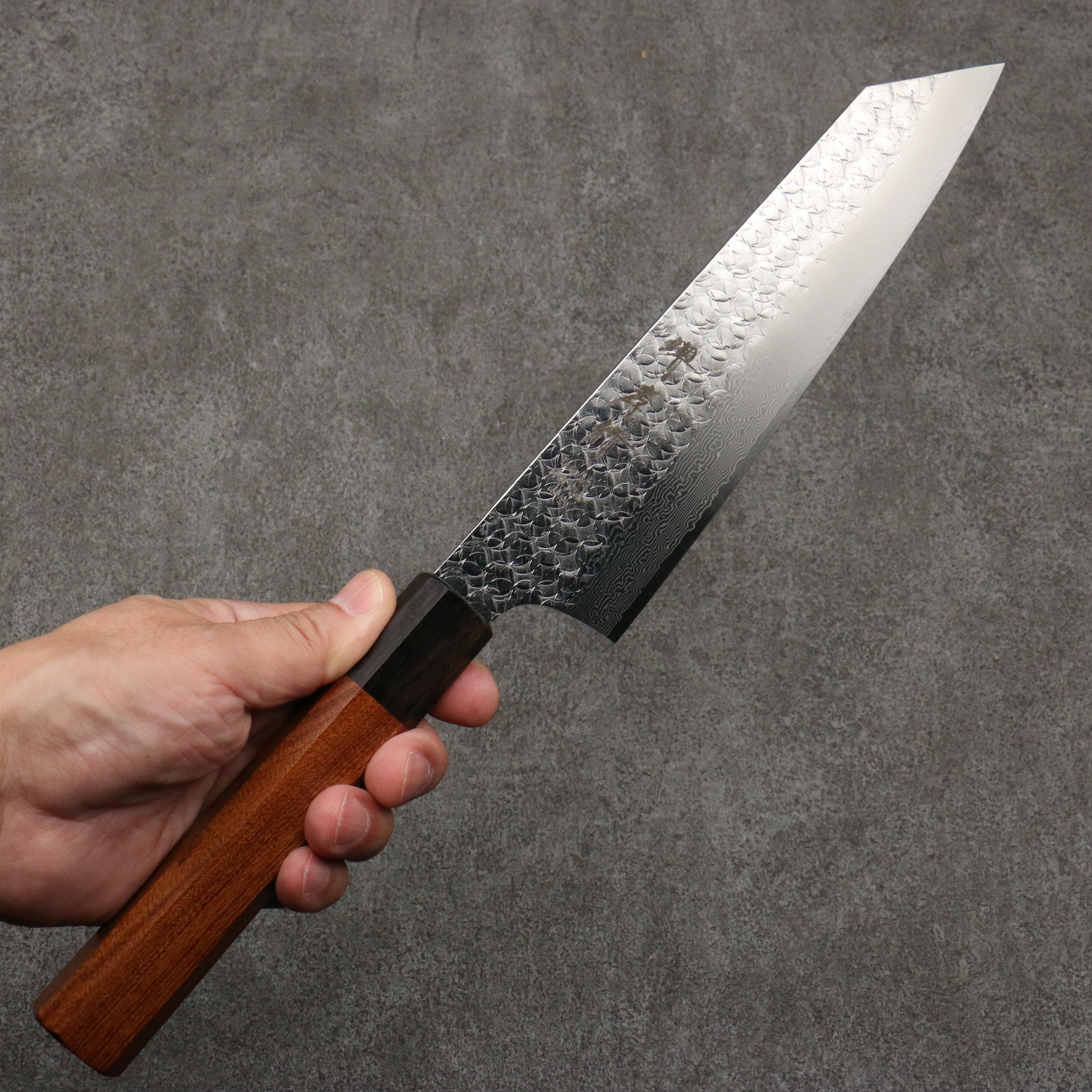 堺 孝行 SG2 鎚目 大馬士革紋 切付牛刀 190mm 紫檀木(口輪:黑合成木) 握把 - 清助刃物