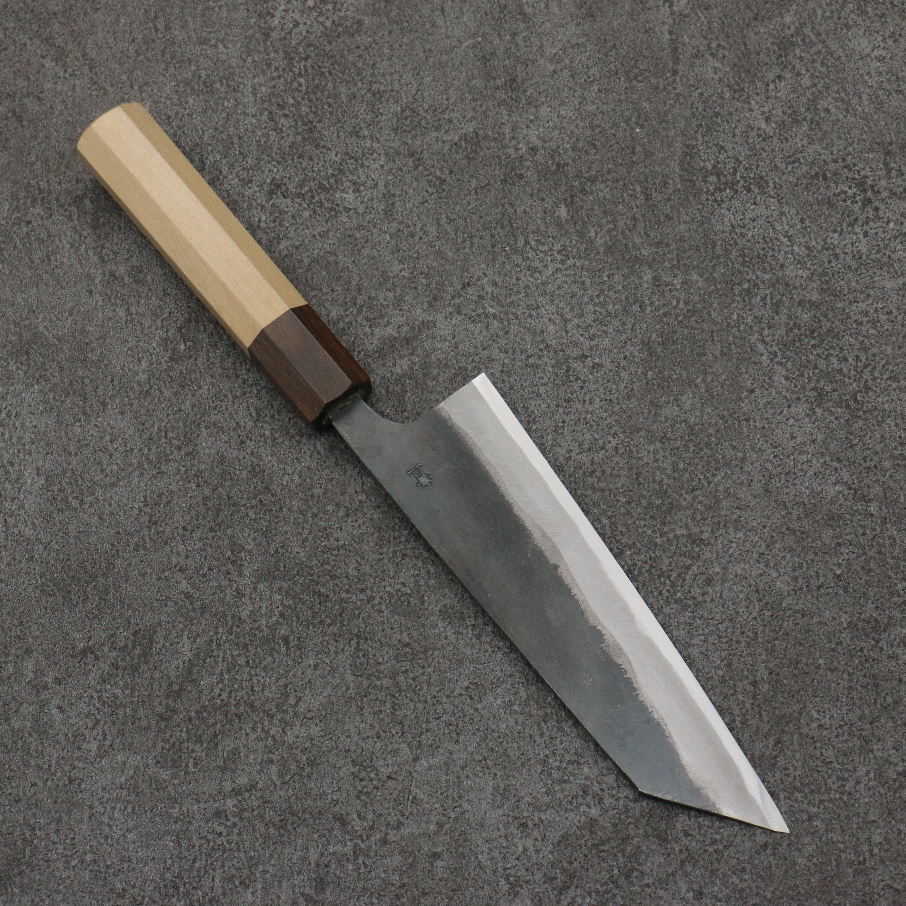 清助 青鋼一號 黑打 小文化刀 150mm 木蘭(口輪:黑檀) 握把 - 清助刃物
