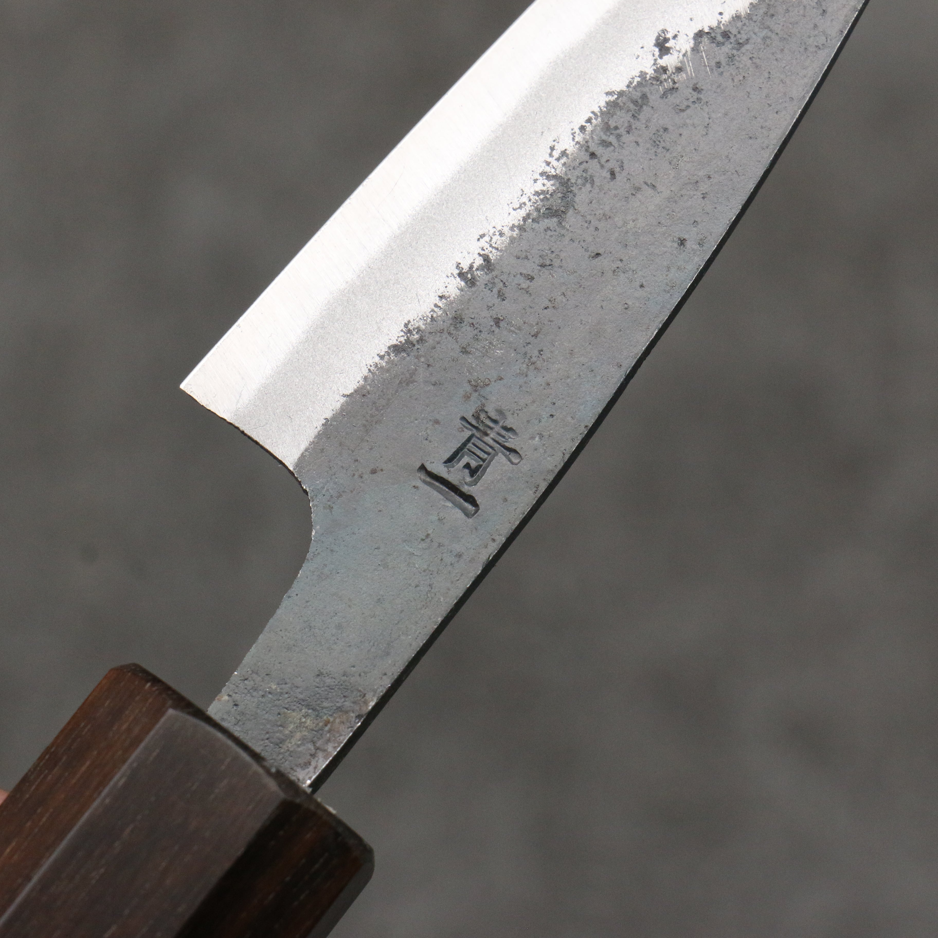 清助 青鋼一號 黑打 削皮刀 75mm 木蘭(口輪:黑檀) 握把 - 清助刃物