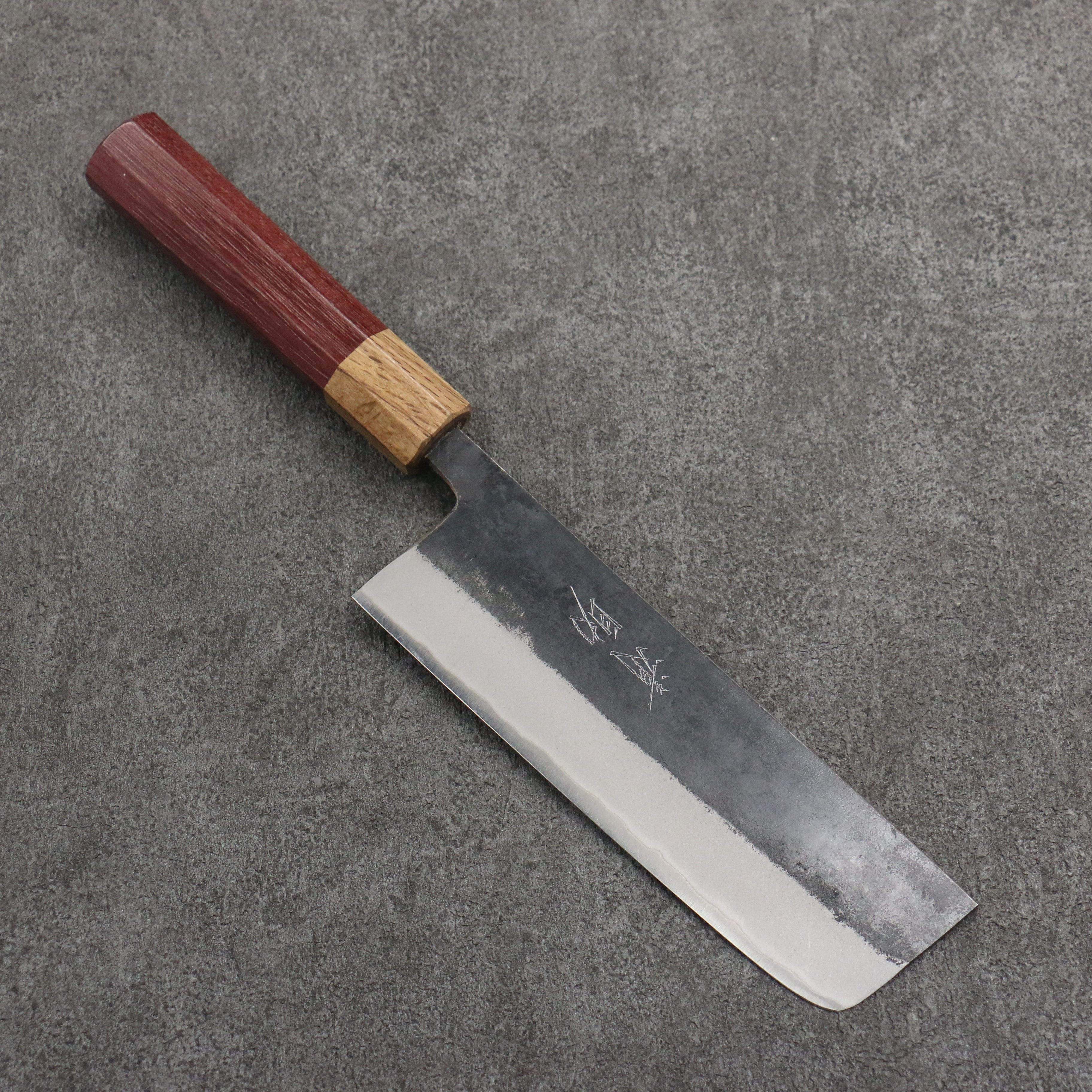 清助 青鋼二號 黑打 菜切 165mm 紫心木(口輪:橡木) 握把 - 清助刃物
