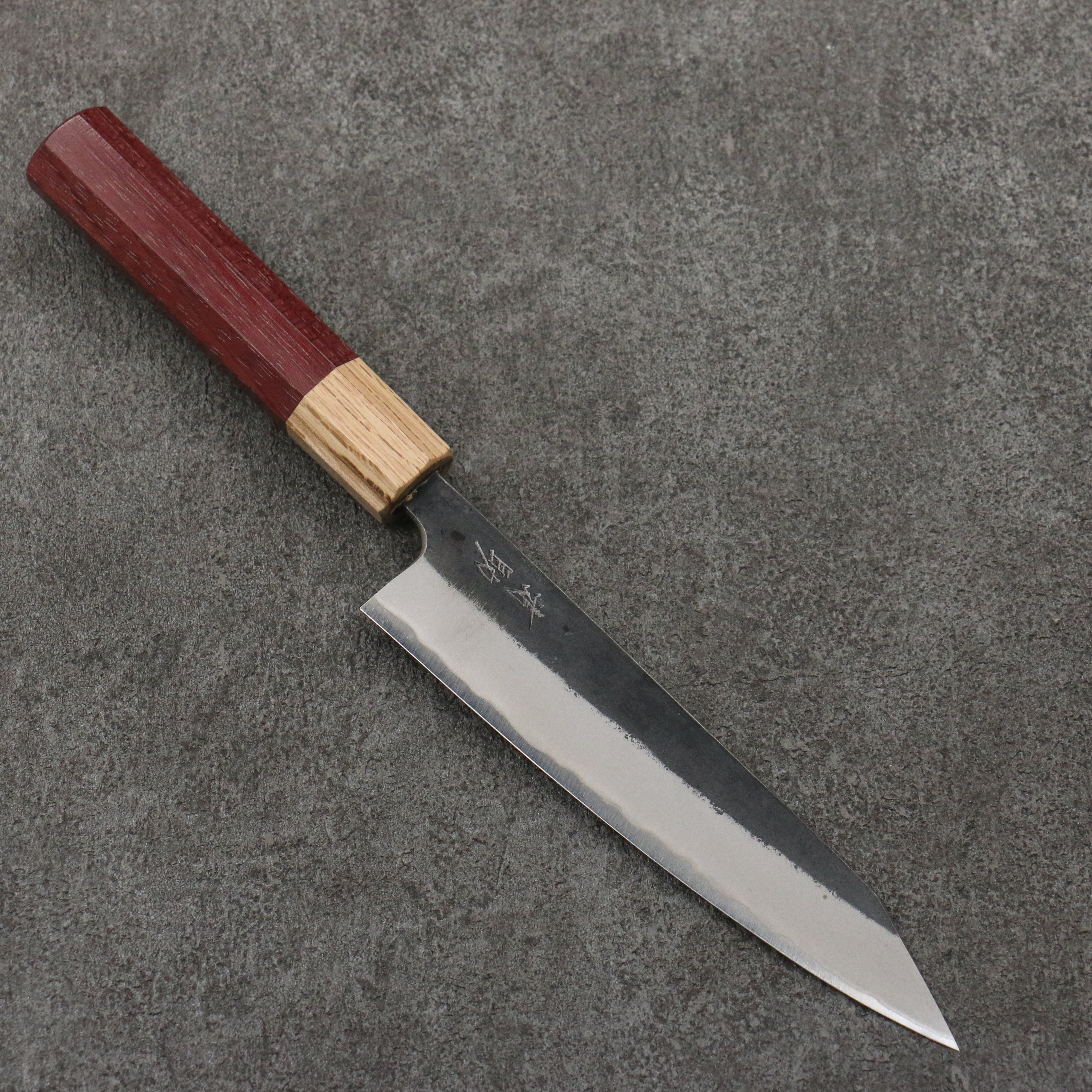 清助 青鋼二號 黑打 切付多用途小刀 150mm 紫心木(口輪:橡木) 握把 - 清助刃物