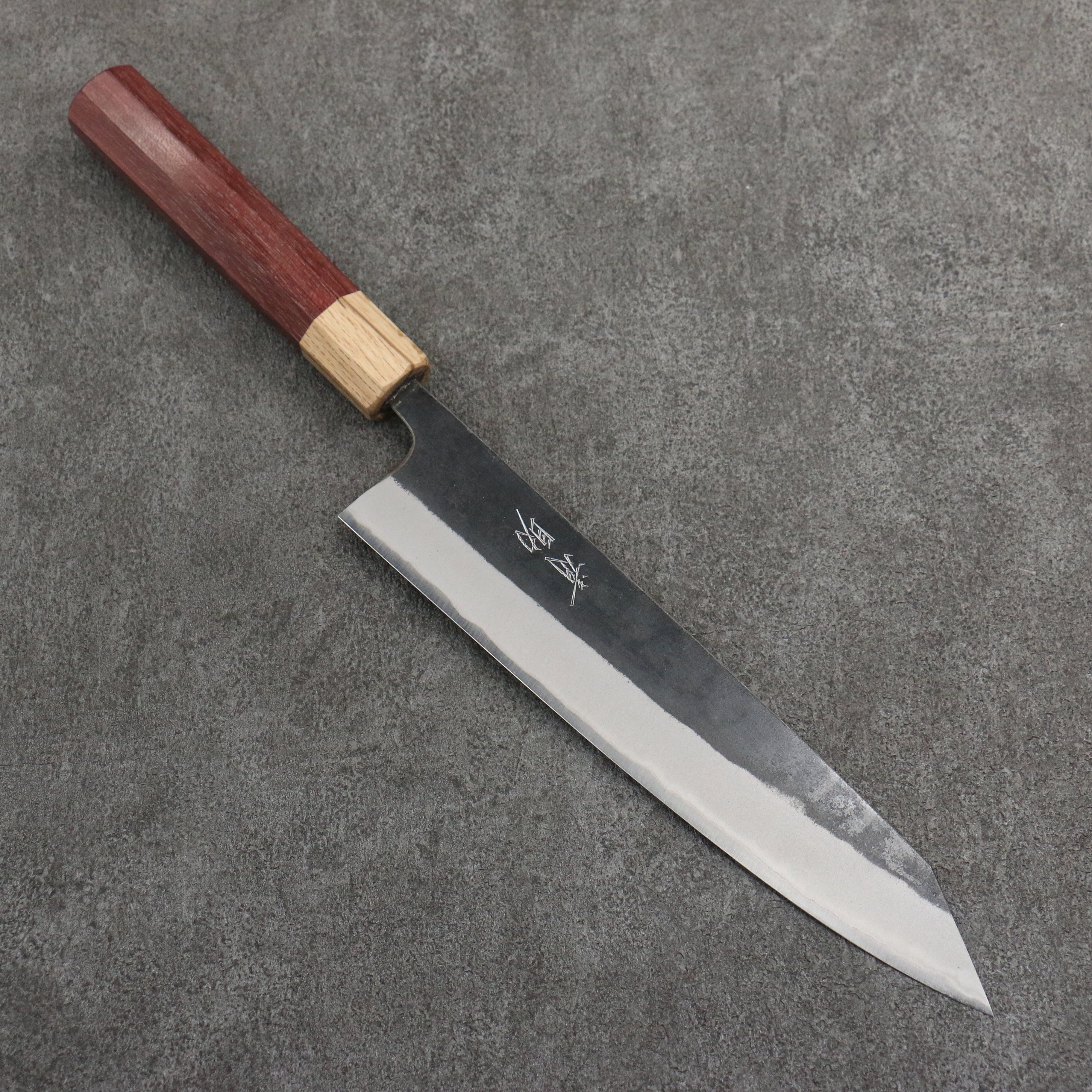 清助 青鋼二號 黑打 切付牛刀 240mm 紫心木(口輪:橡木) 握把 - 清助刃物