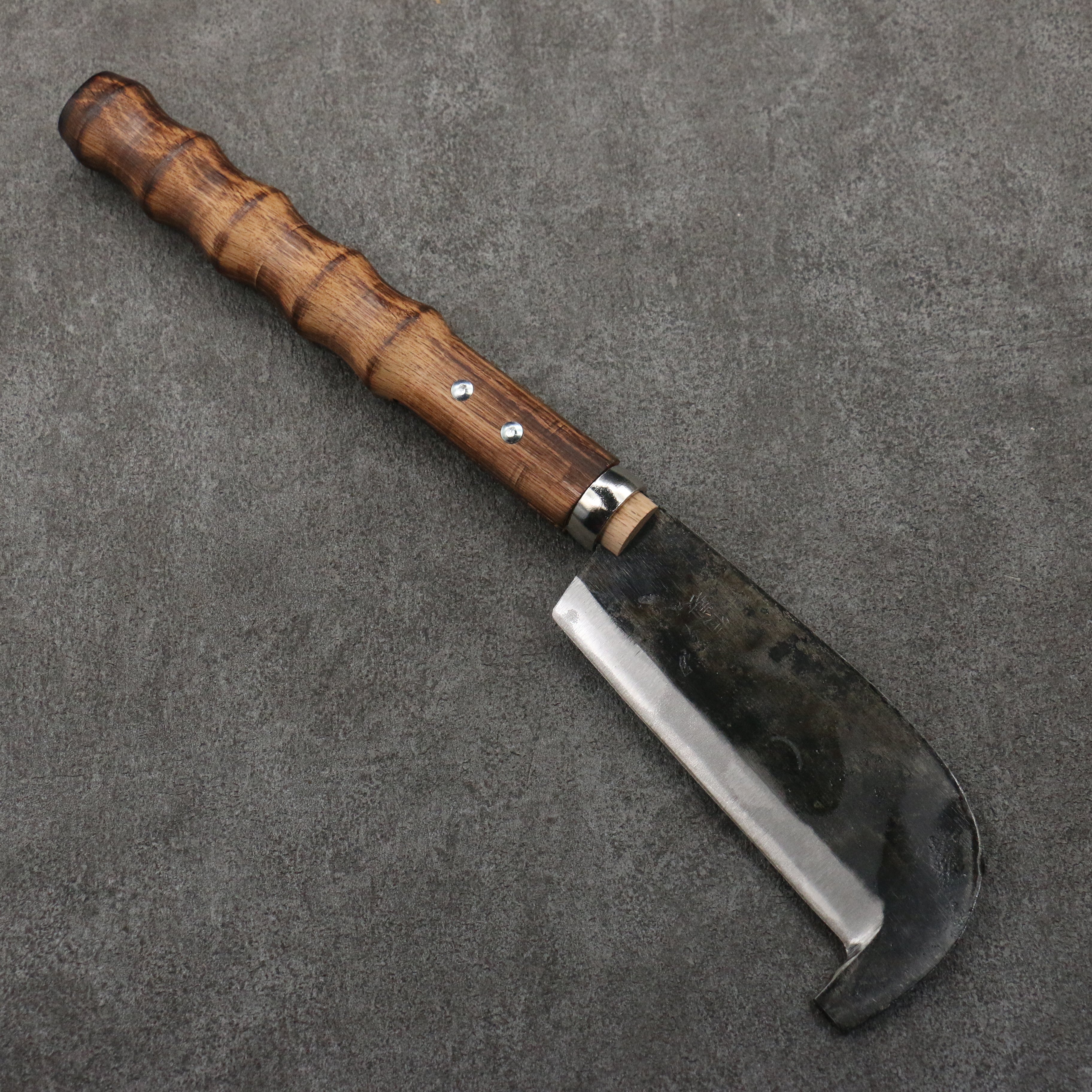 堺 孝行 碳素鋼 黑打 柴刀 (有石突) 天然木 握把 140mm - 清助刃物