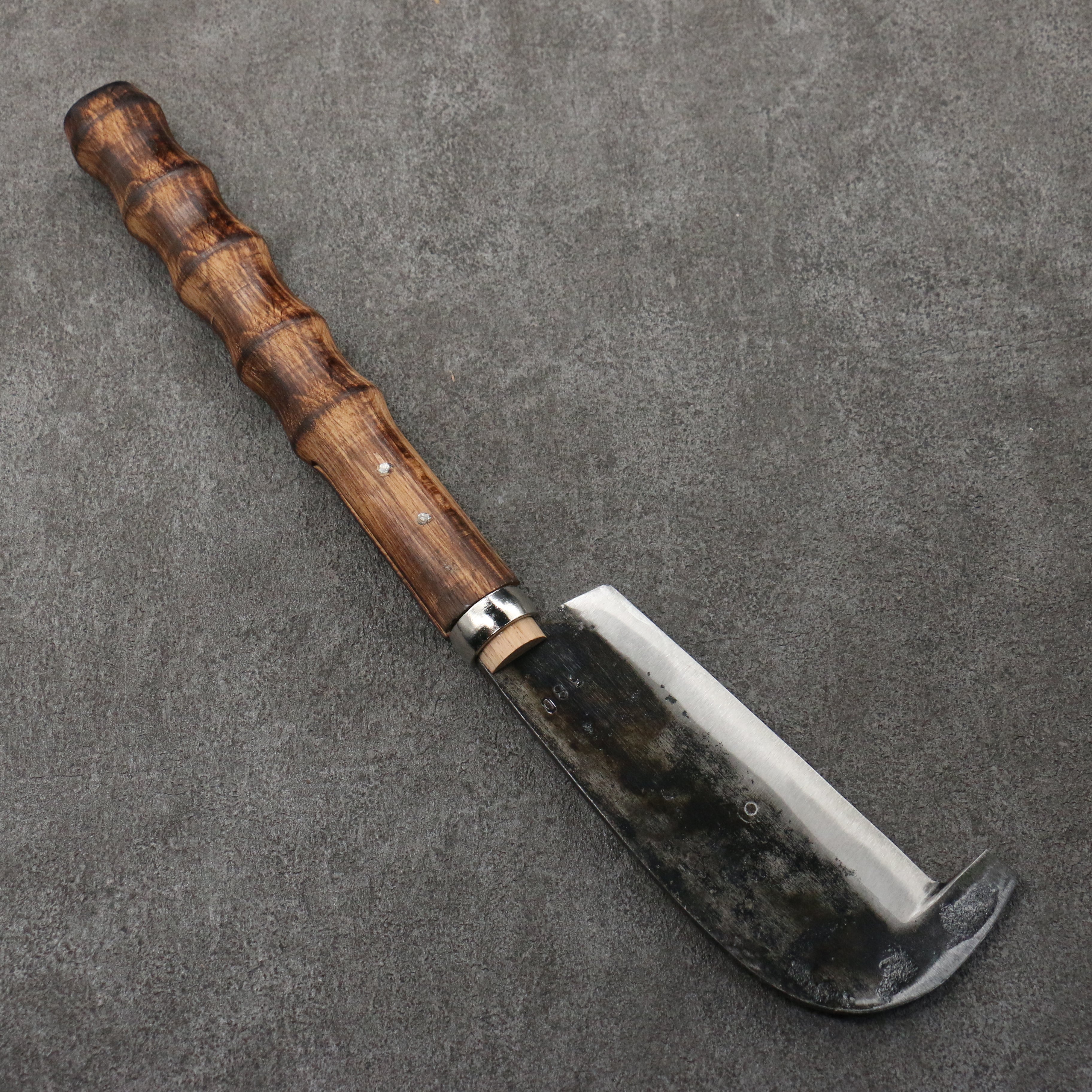 堺 孝行 碳素鋼 黑打 柴刀 (有石突) 天然木 握把 140mm - 清助刃物