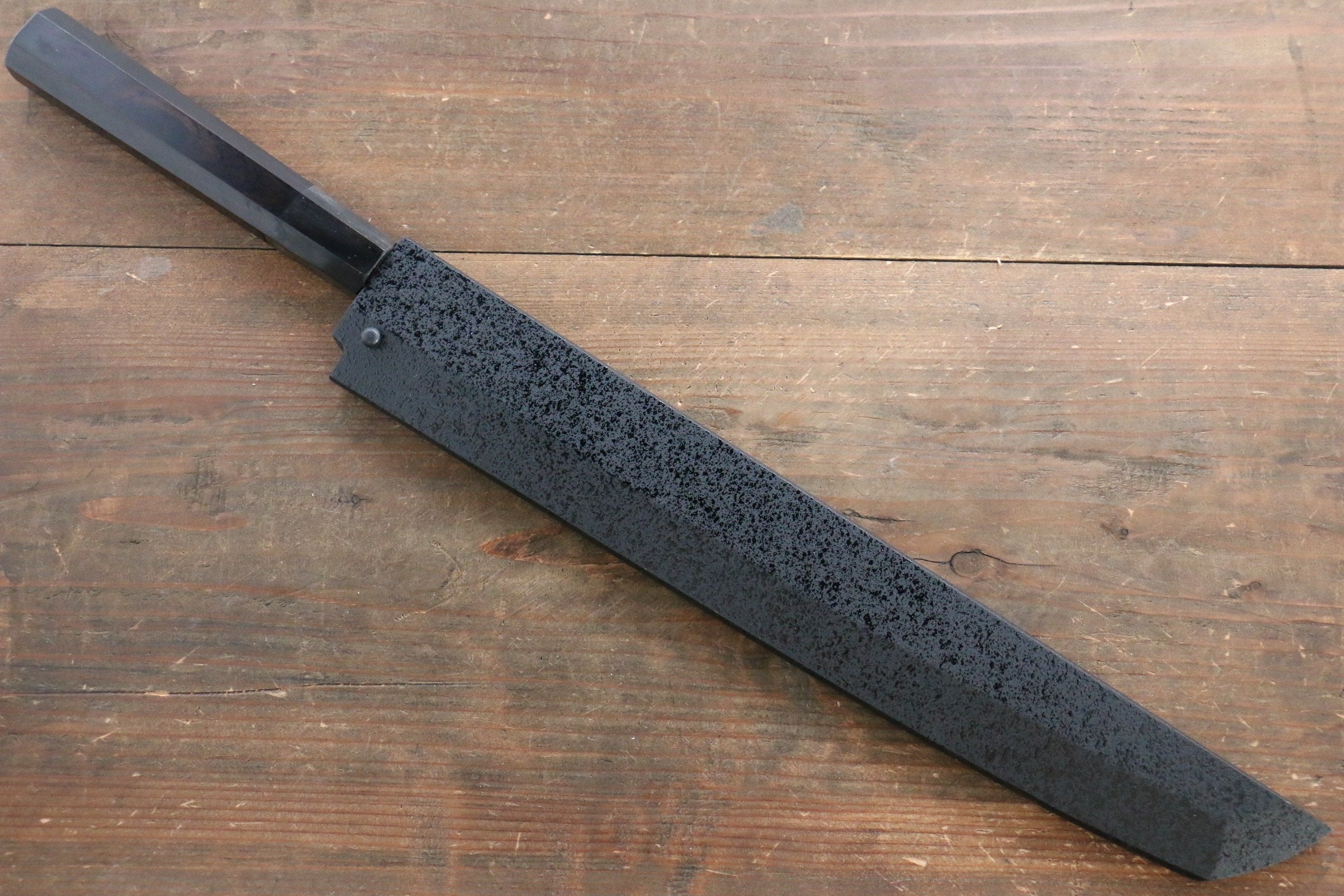 堺 孝行 玄武 青鋼二號 鏡面處理 先丸柳刃 300mm 黑檀握把 - 清助刃物