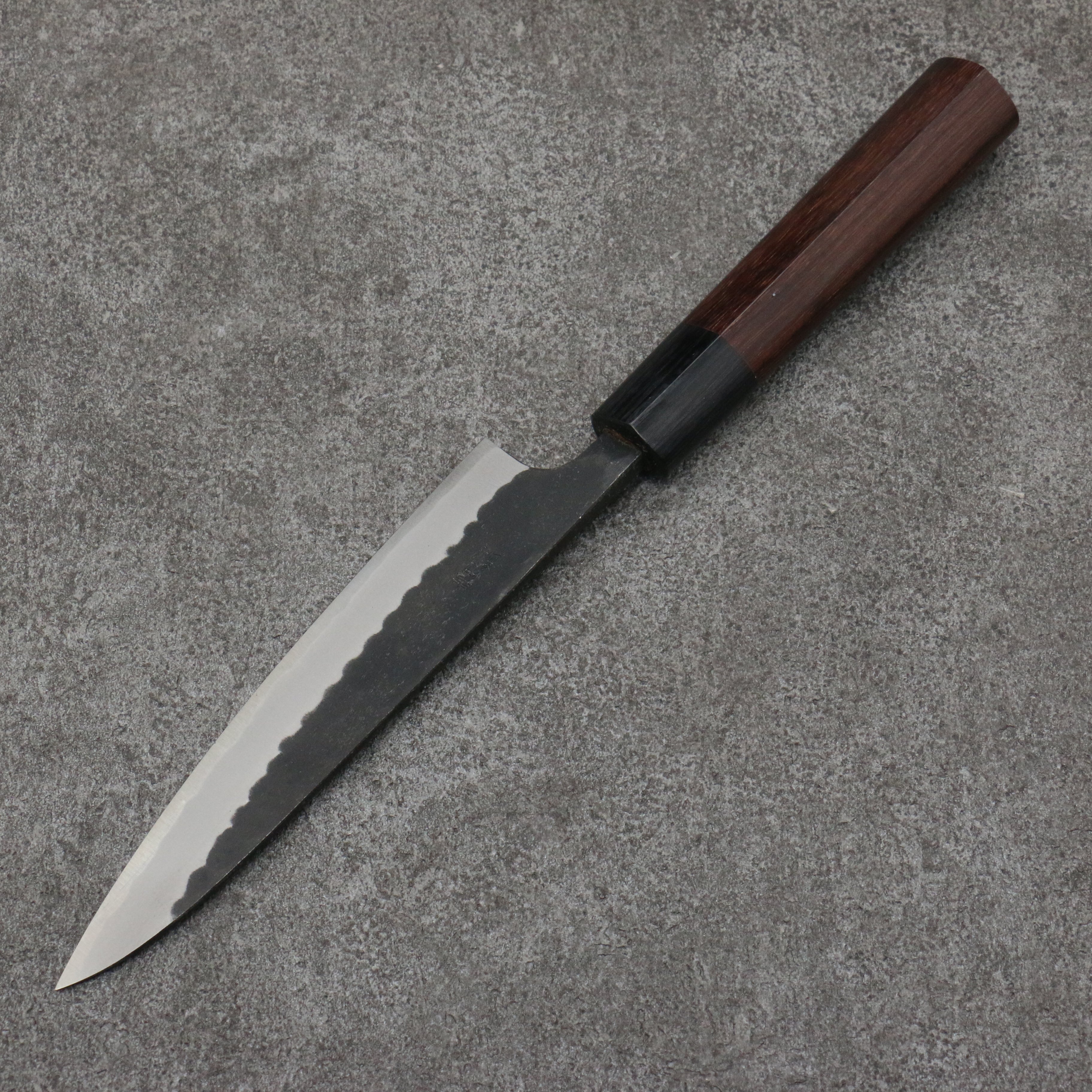 山本 直 青鋼 黑打 多用途小刀 日本刀 135mm 紫檀木(口輪:黑合成木) 握把 - 清助刃物