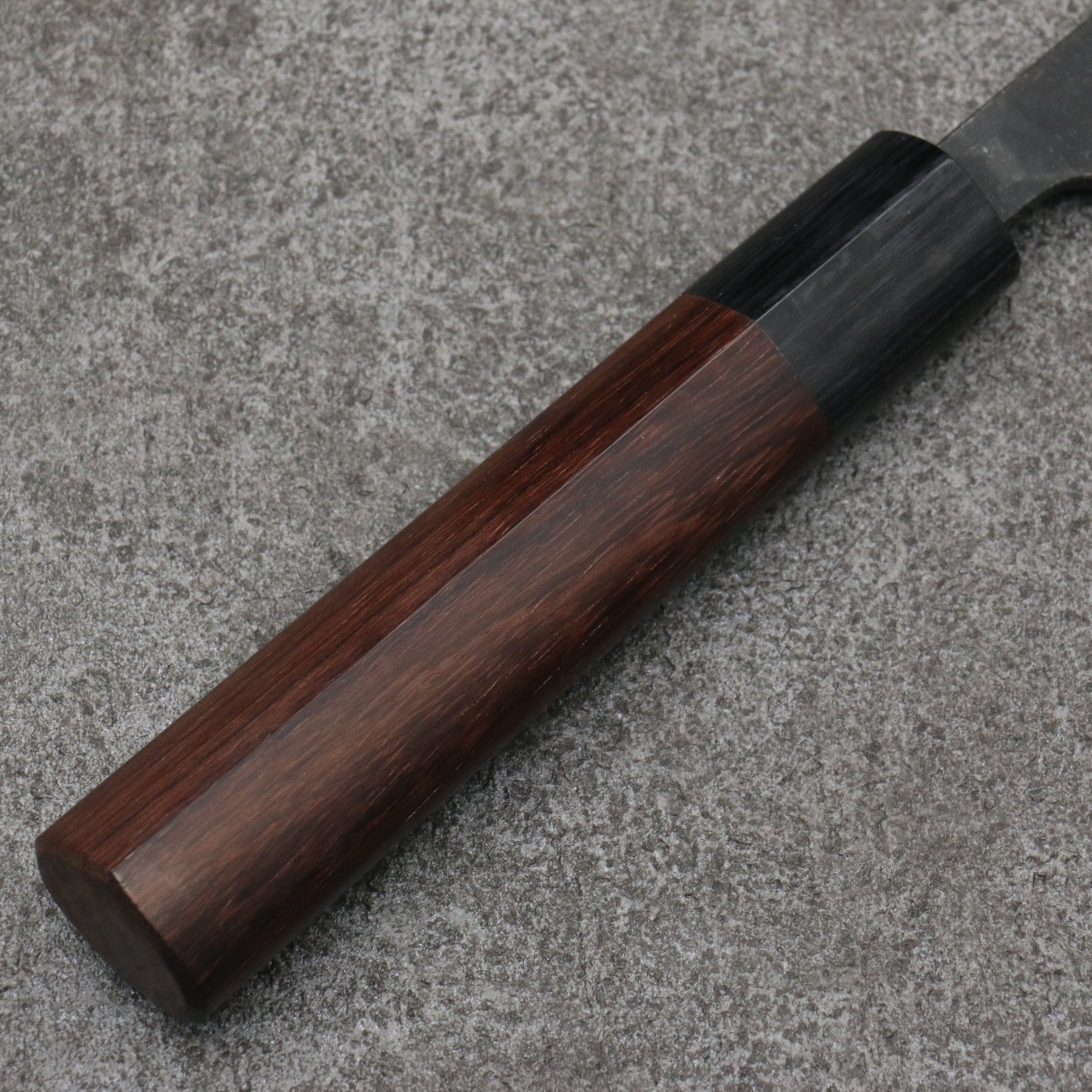 山本 直 青鋼 黑打 多用途小刀 日本刀 135mm 紫檀木(口輪:黑合成木) 握把 - 清助刃物