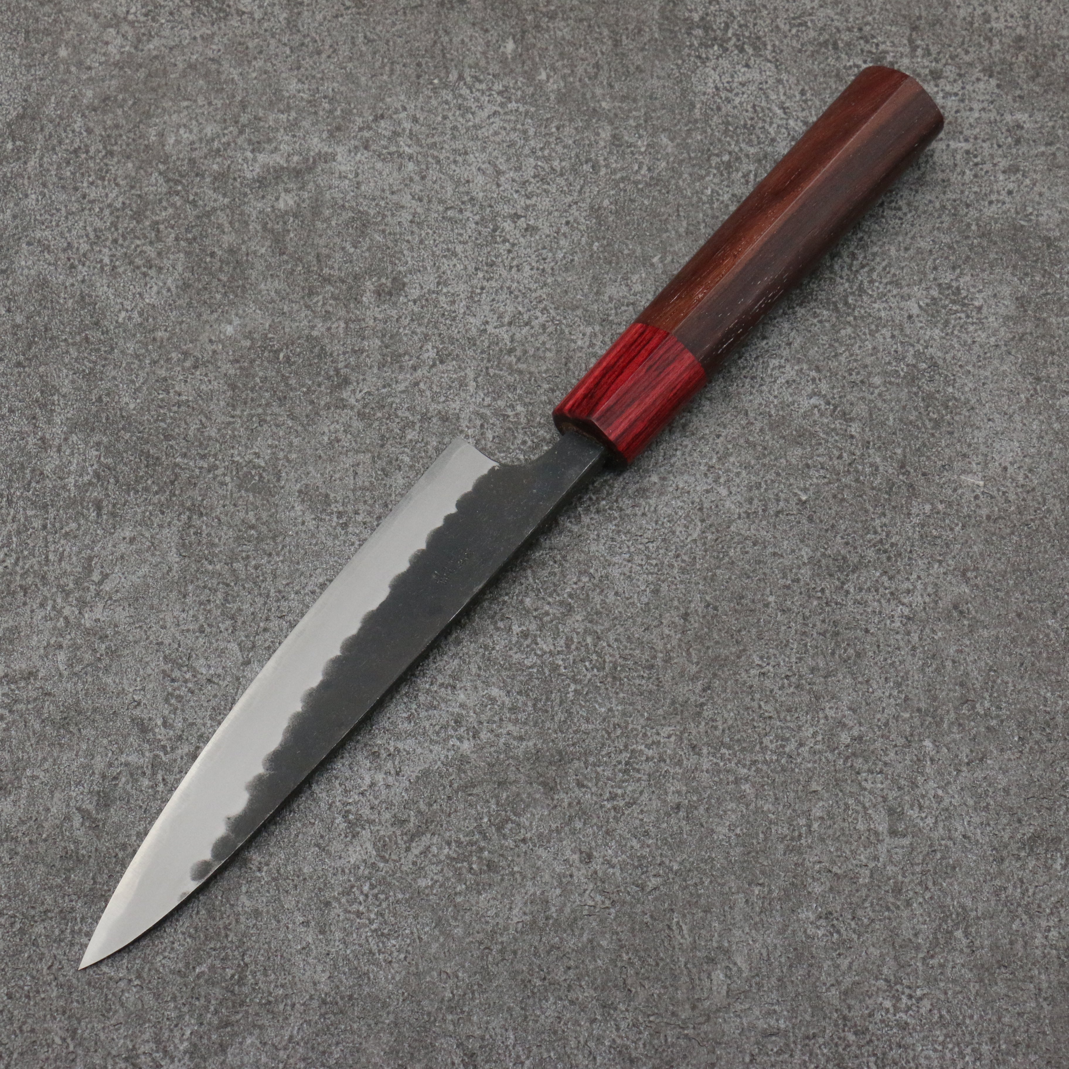 山本 直 青鋼 黑打 多用途小刀 日本刀 135mm 紫檀木(口輪:紅合成木) 握把 - 清助刃物