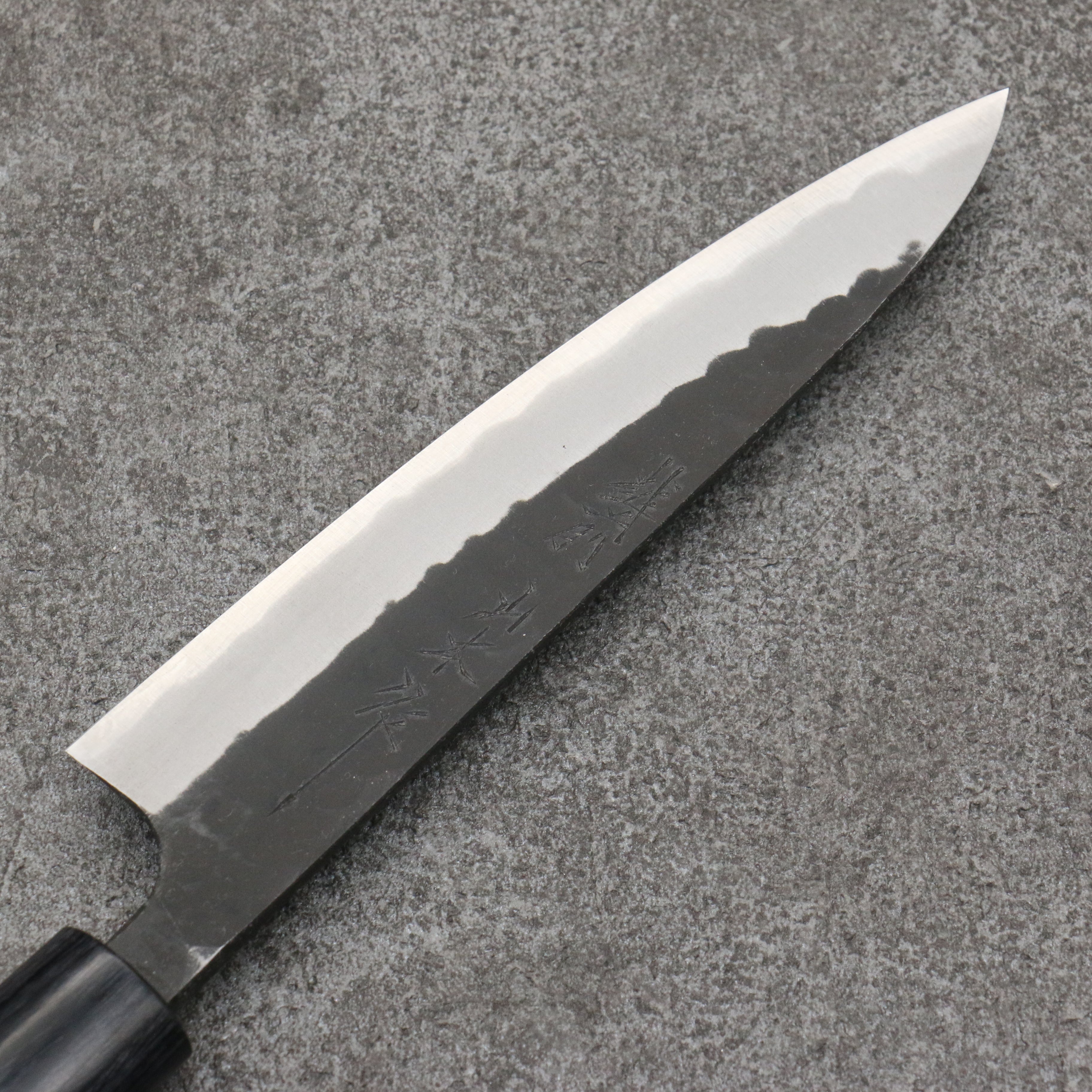 山本 直 青鋼 黑打 多用途小刀 日本刀 135mm 紫檀木(口輪:黑合成木) 握把 - 清助刃物