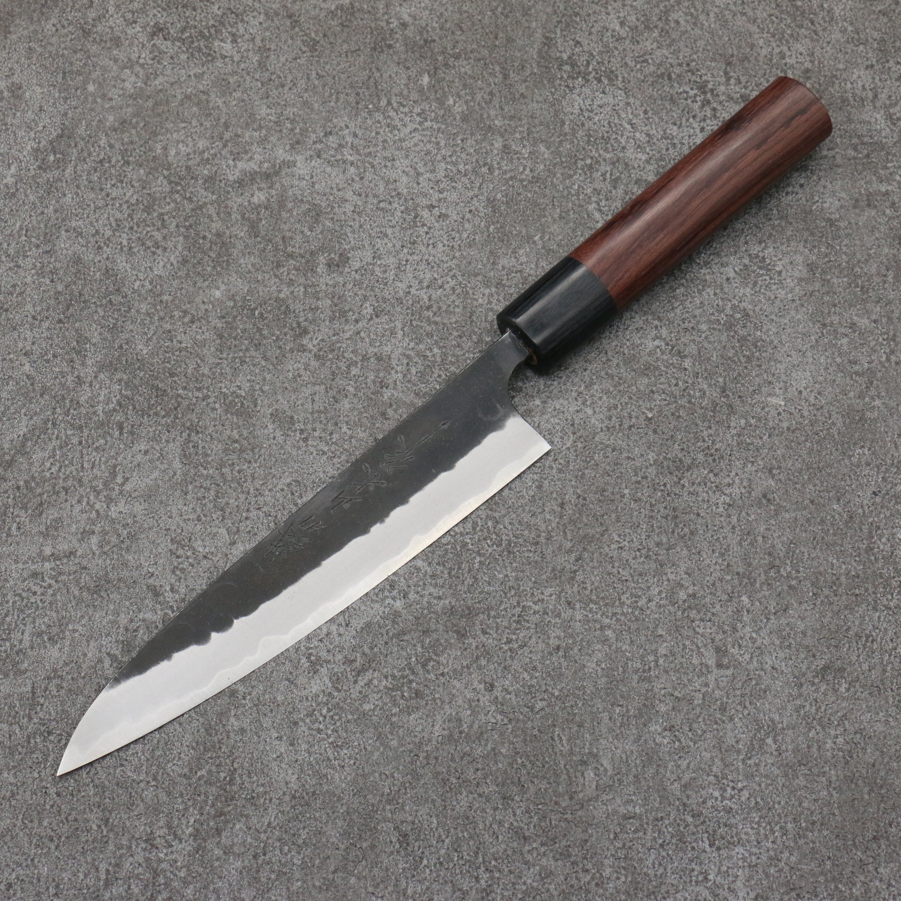 山本 直 青鋼 黑打 多用途小刀 日本刀 160mm 紫檀木(口輪:黑合成木) 握把 - 清助刃物