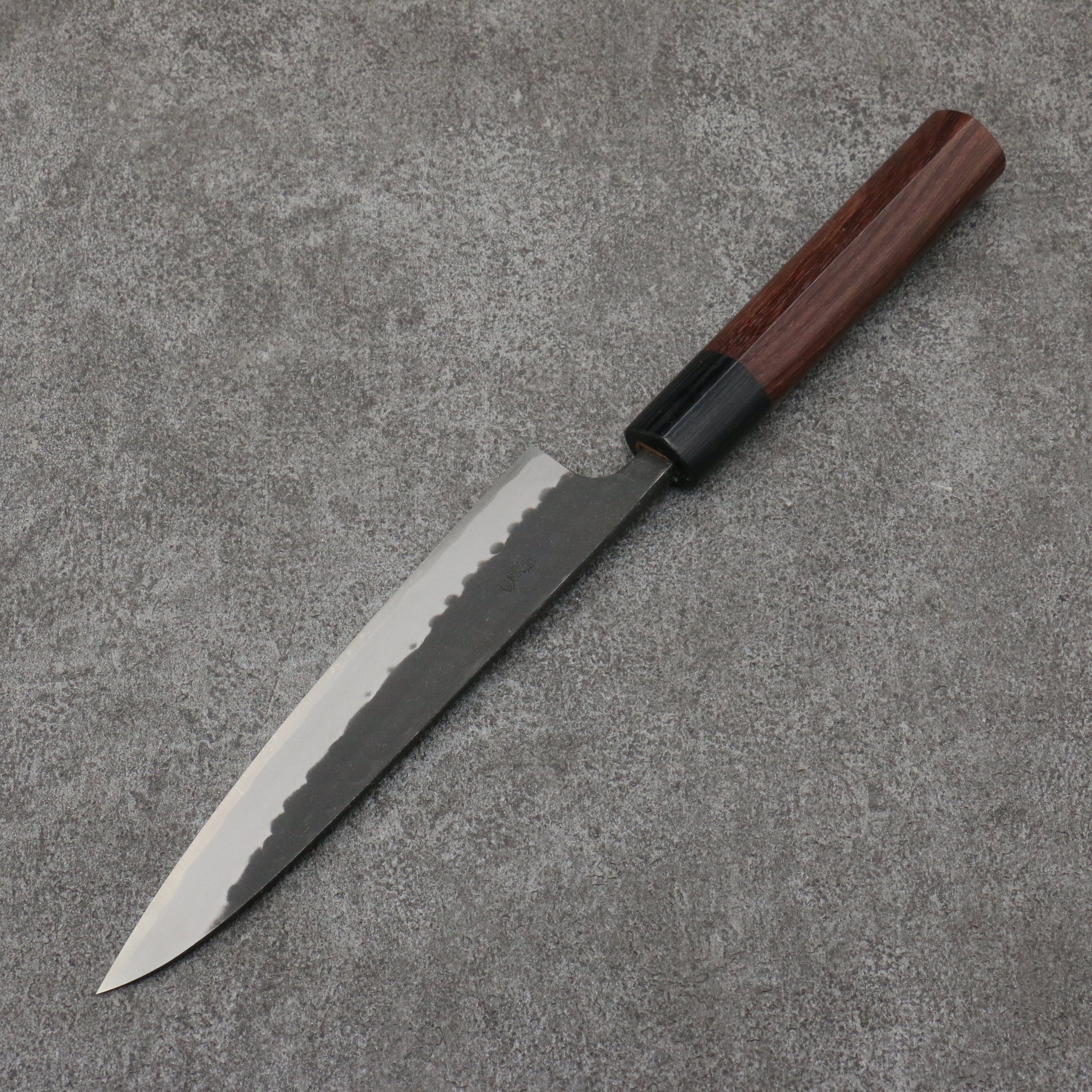山本 直 青鋼 黑打 多用途小刀 日本刀 160mm 紫檀木(口輪:黑合成木) 握把 - 清助刃物