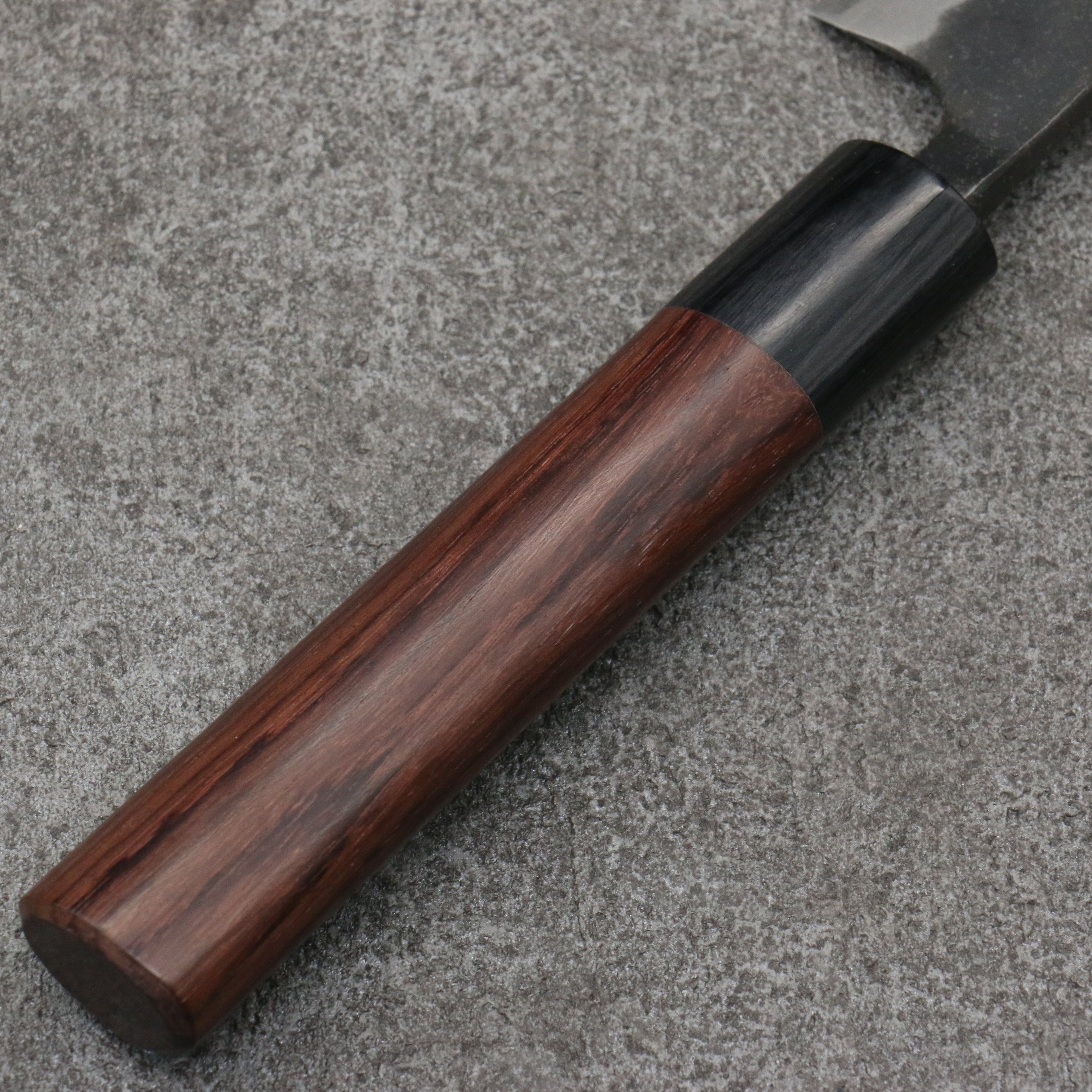 山本 直 青鋼 黑打 多用途小刀 日本刀 160mm 紫檀木(口輪:黑合成木) 握把 - 清助刃物