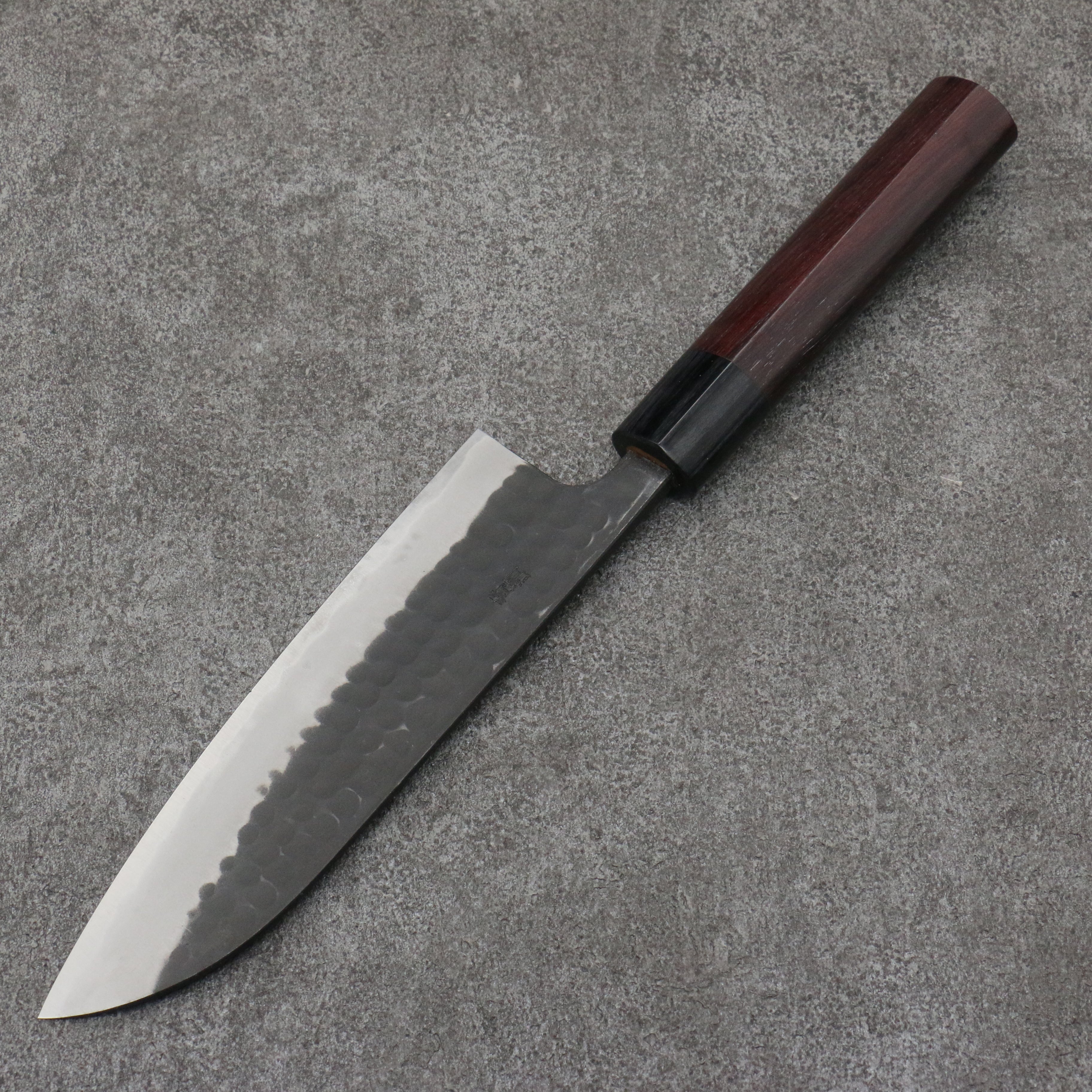山本 直 青鋼 黑打 三德刀 日本刀 170mm 紫檀木(口輪:黑合成木) 握把 - 清助刃物