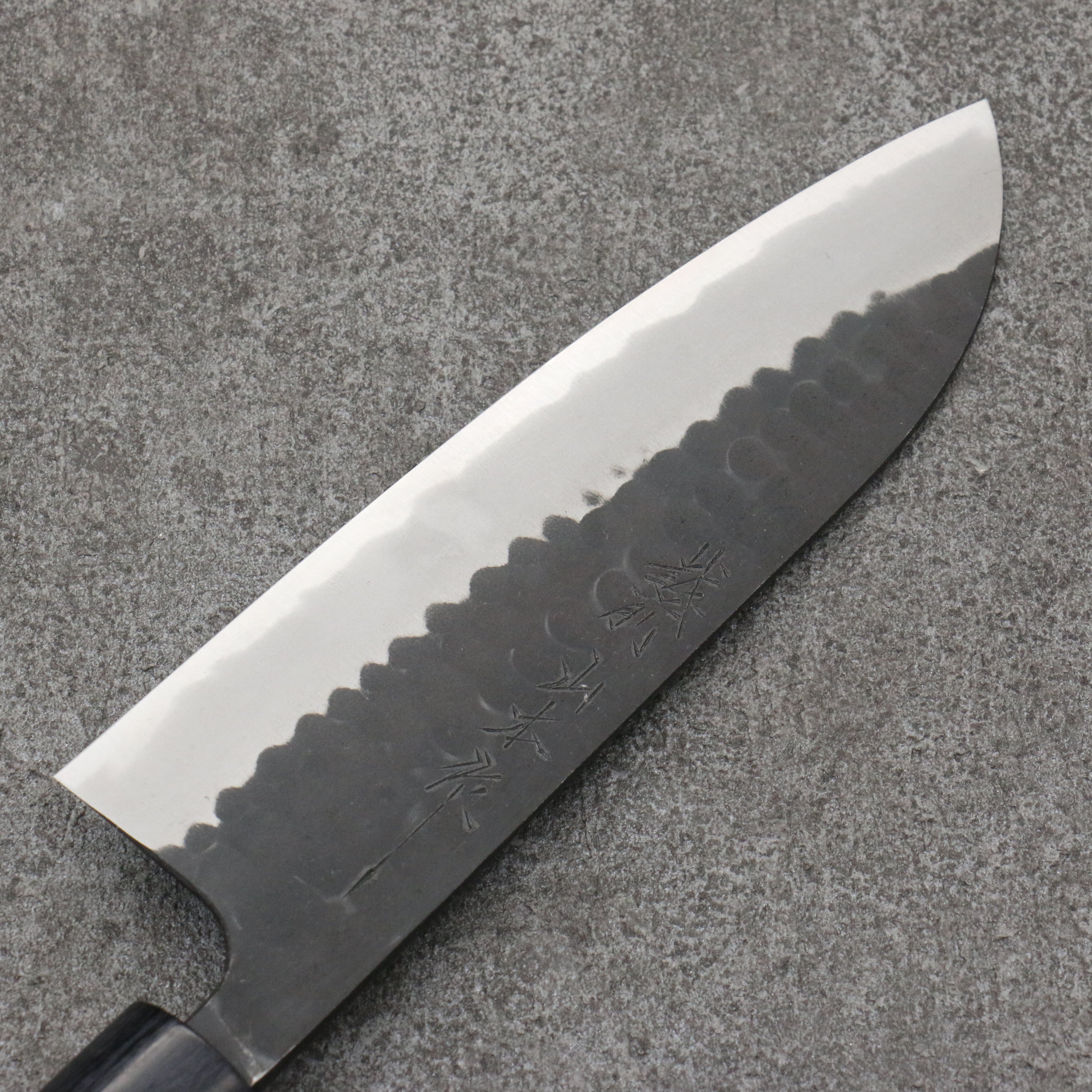 山本 直 青鋼 黑打 三德刀 日本刀 170mm 紫檀木(口輪:黑合成木) 握把 - 清助刃物