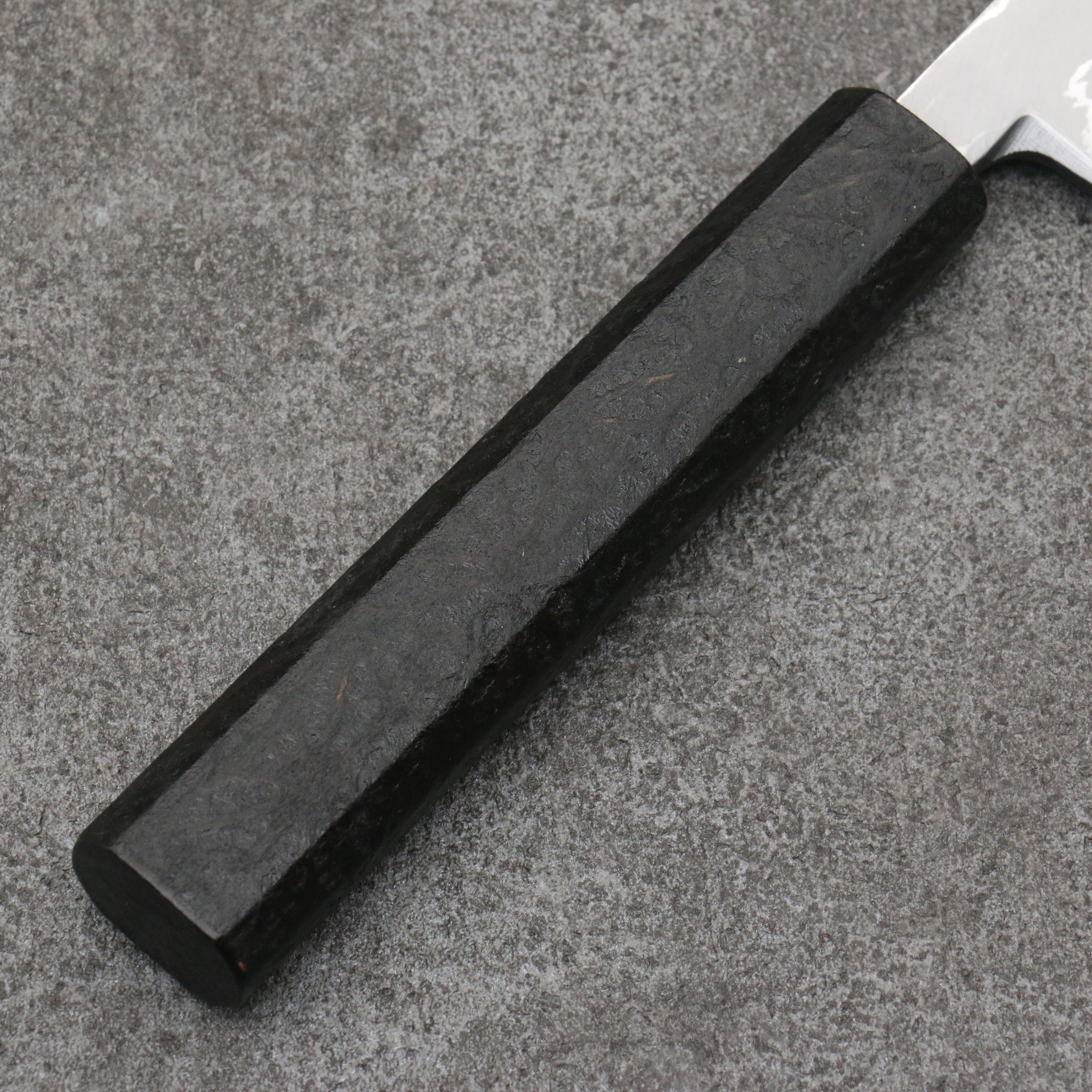 北岡 英雄 白鋼二號 大馬士革紋 身卸出刃 日本刀 240mm 黑色和紙捲 握把 - 清助刃物