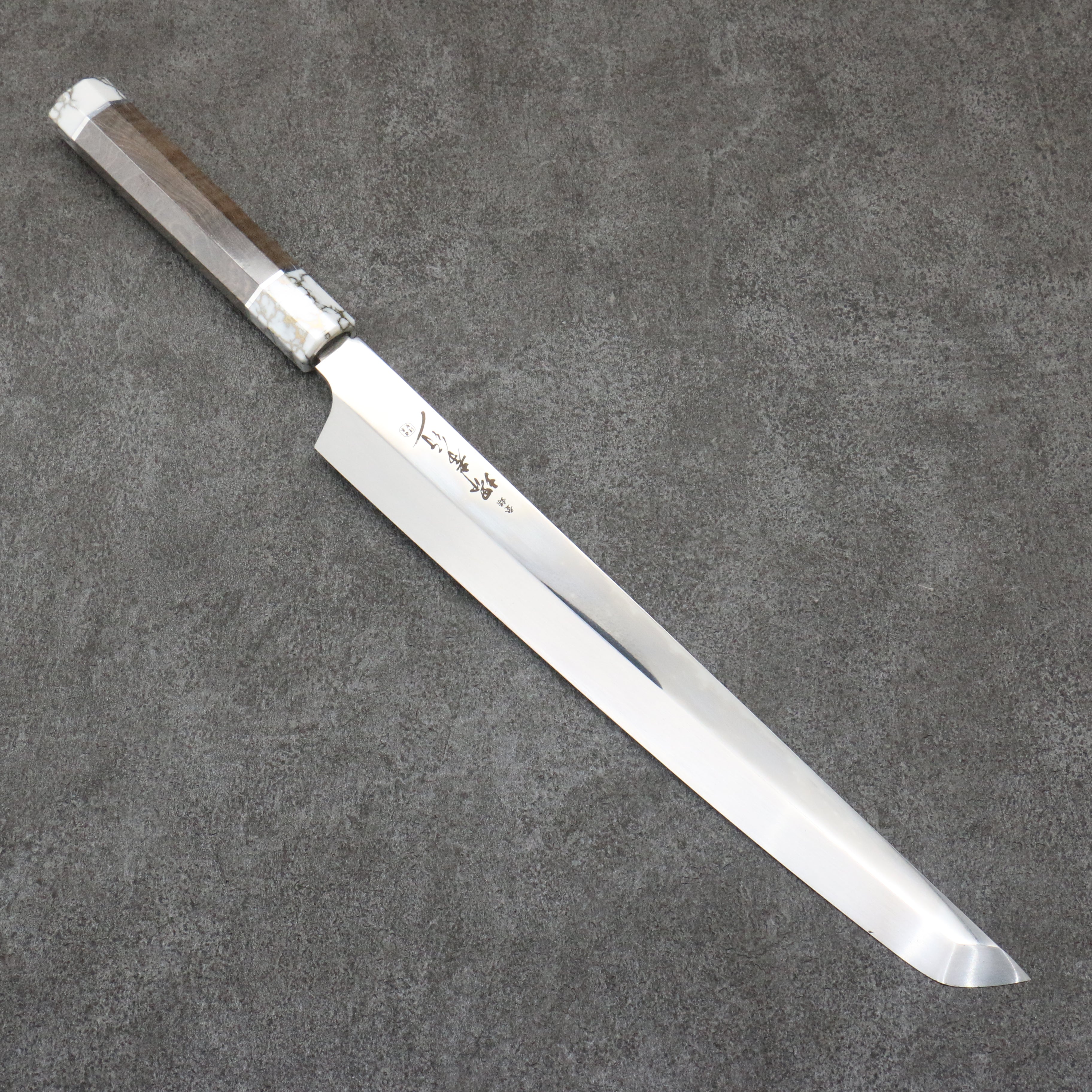 堺 孝行 銀龍 本燒 瑞典鋼 鏡面處理 先丸柳刃 300mm 穩定木 握把 附刀鞘 - 清助刃物
