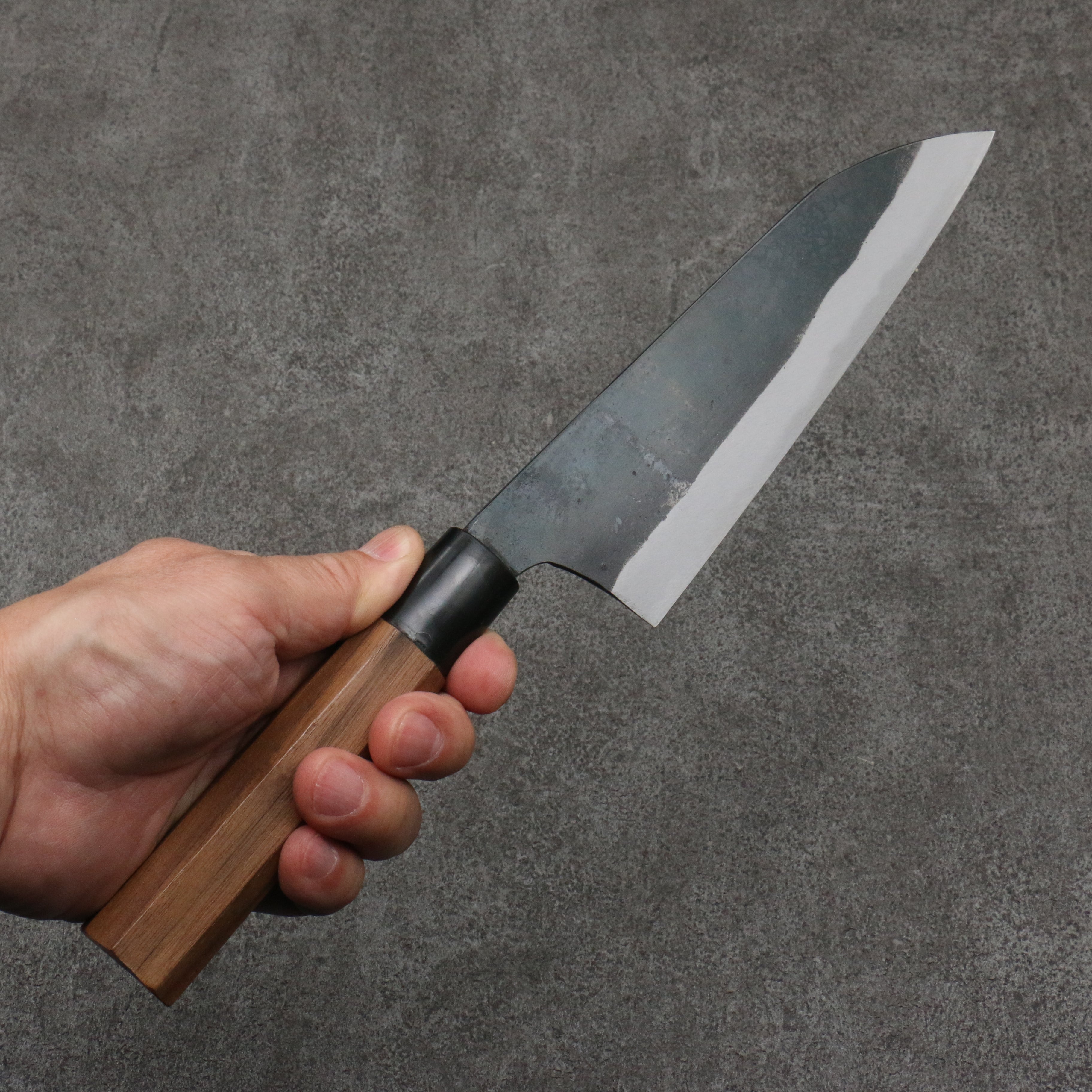 西田大祐 白鋼一號 黑打 三德刀 165mm 櫻桃木 握把 - 清助刃物