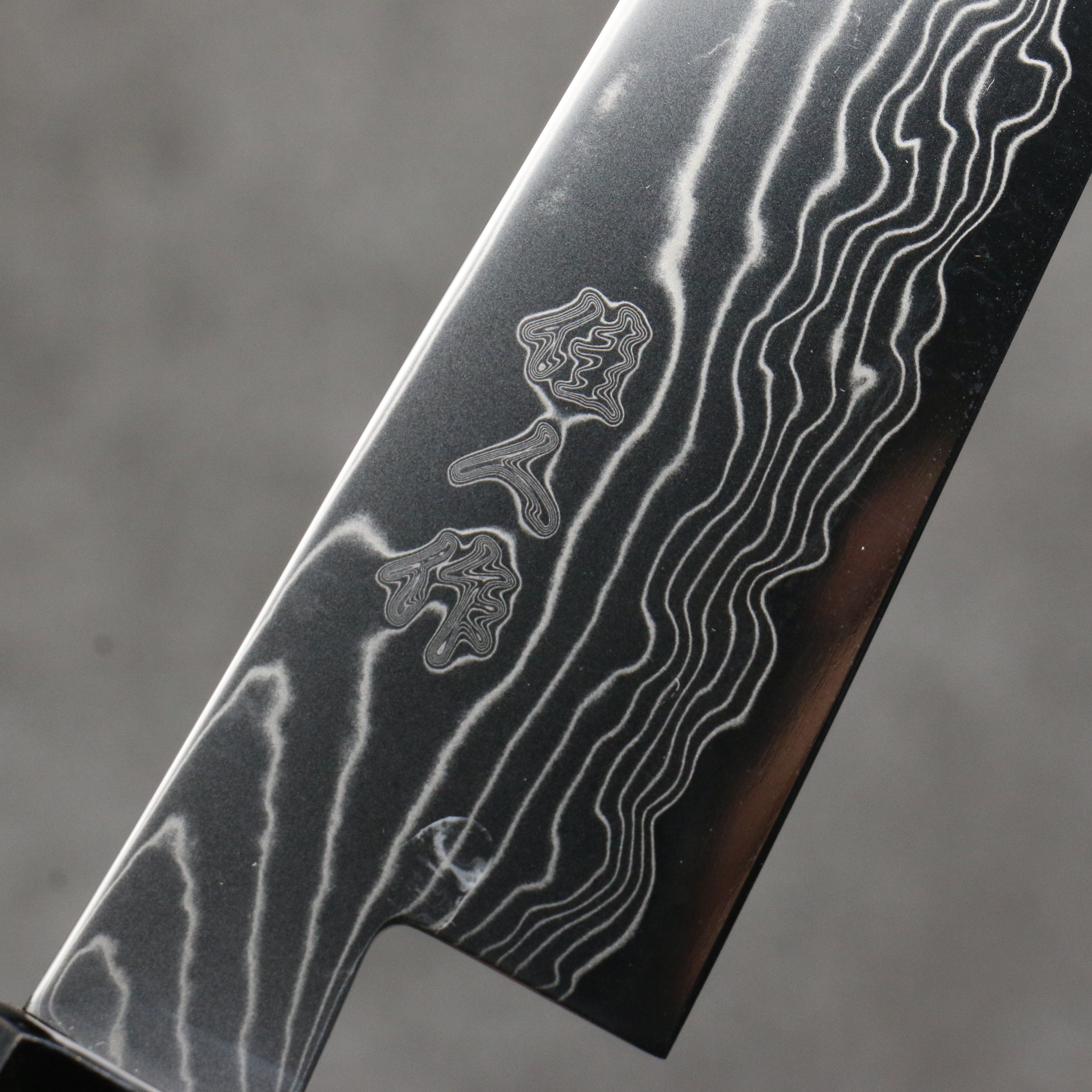 佳人 特殊鈷合金 大馬士革紋 多用途小刀 135mm 深藍金富士山漆塗 握把 - 清助刃物