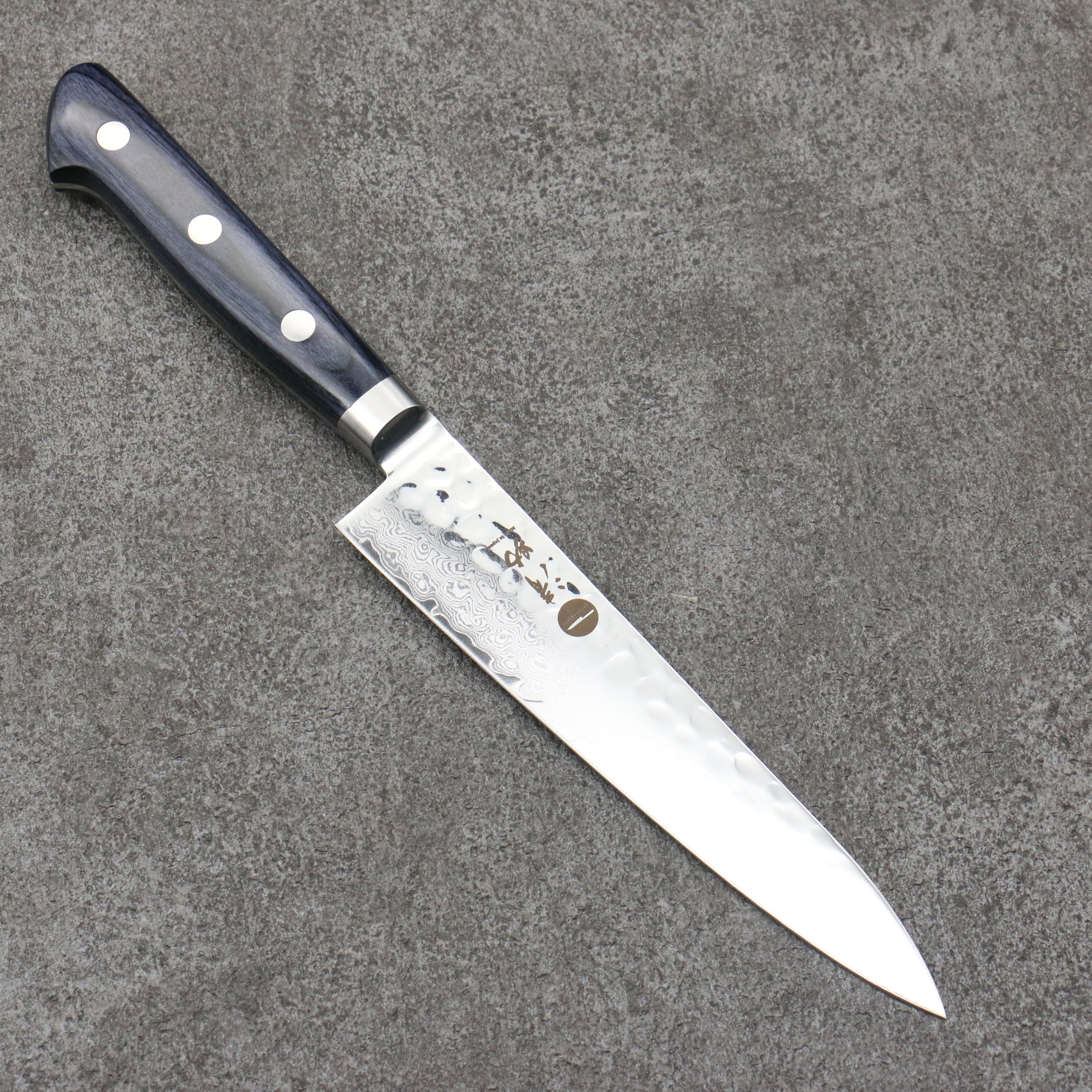 清助 VG10 33層 鎚目 多用途小刀 150mm 深藍色合成木 握把 - 清助刃物