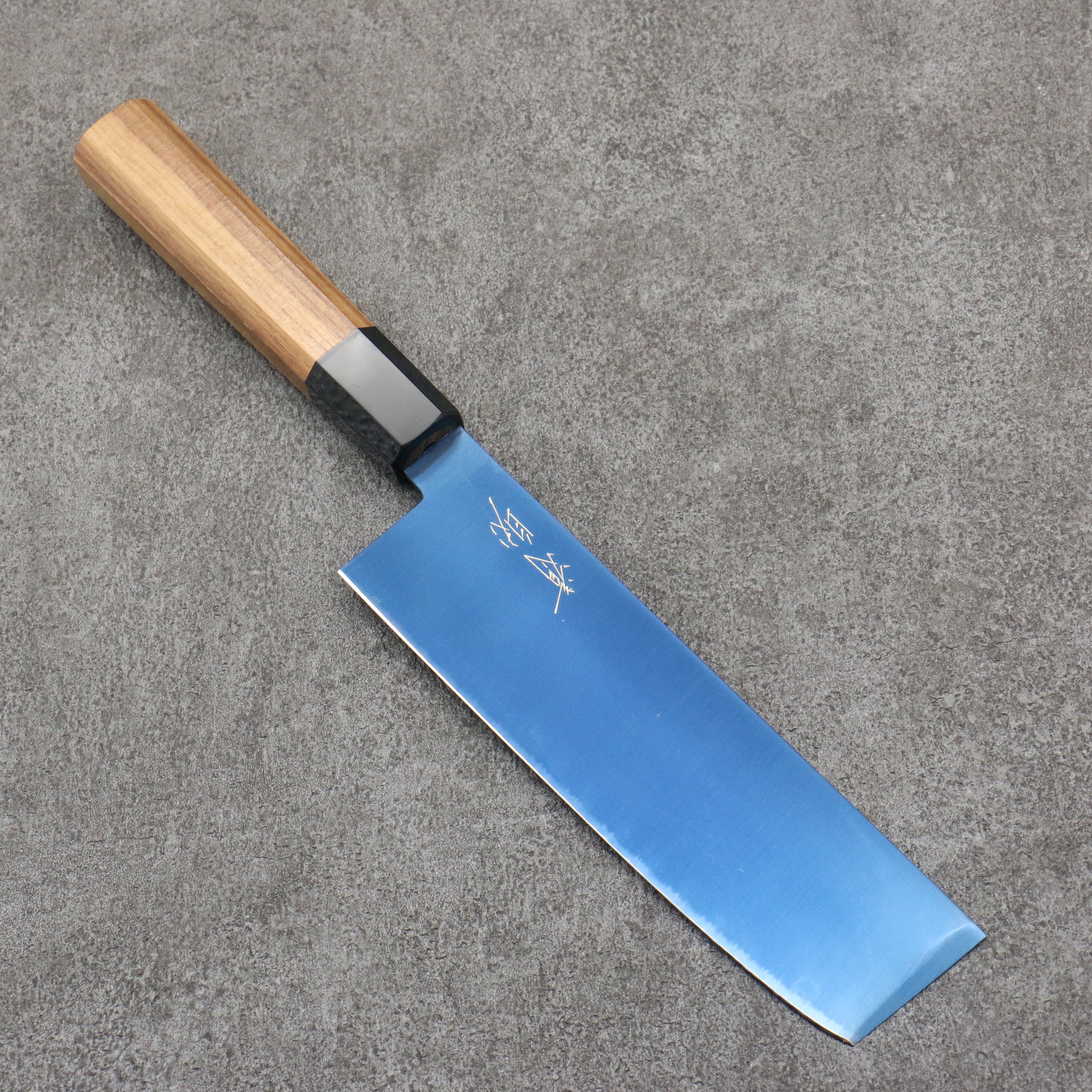清助 SK-85鋼 離子鍍 菜切 175mm 柚木 (口輪:黑塑膠) 握把 - 清助刃物