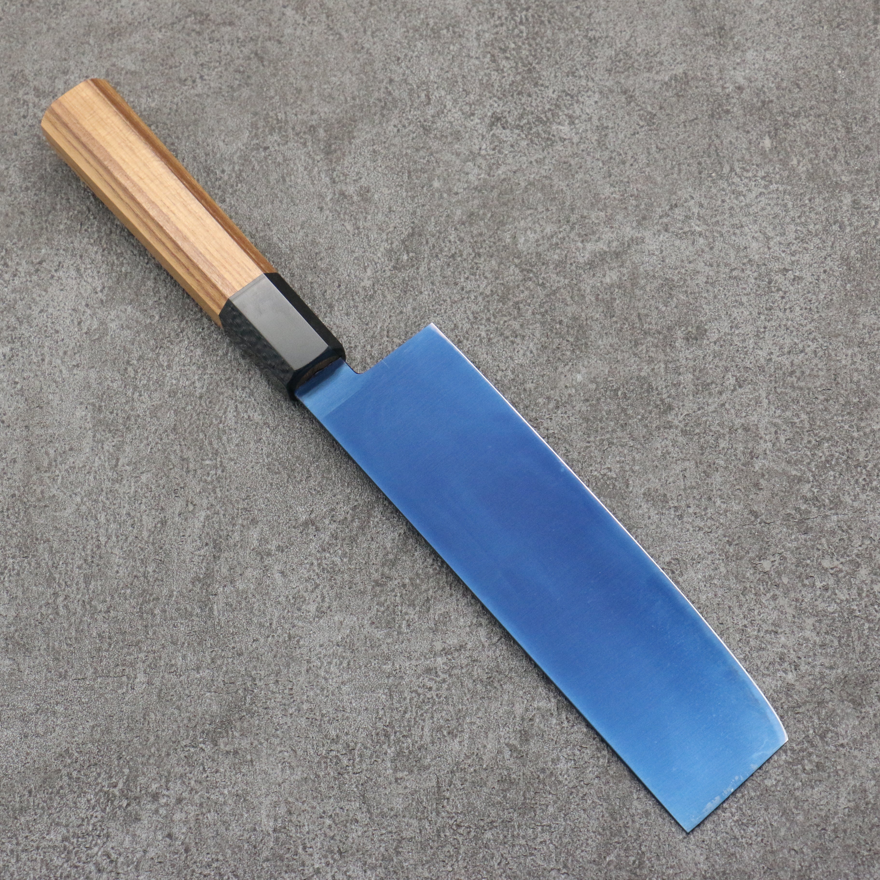 清助 SK-85鋼 離子鍍 菜切 175mm 柚木 (口輪:黑塑膠) 握把 - 清助刃物