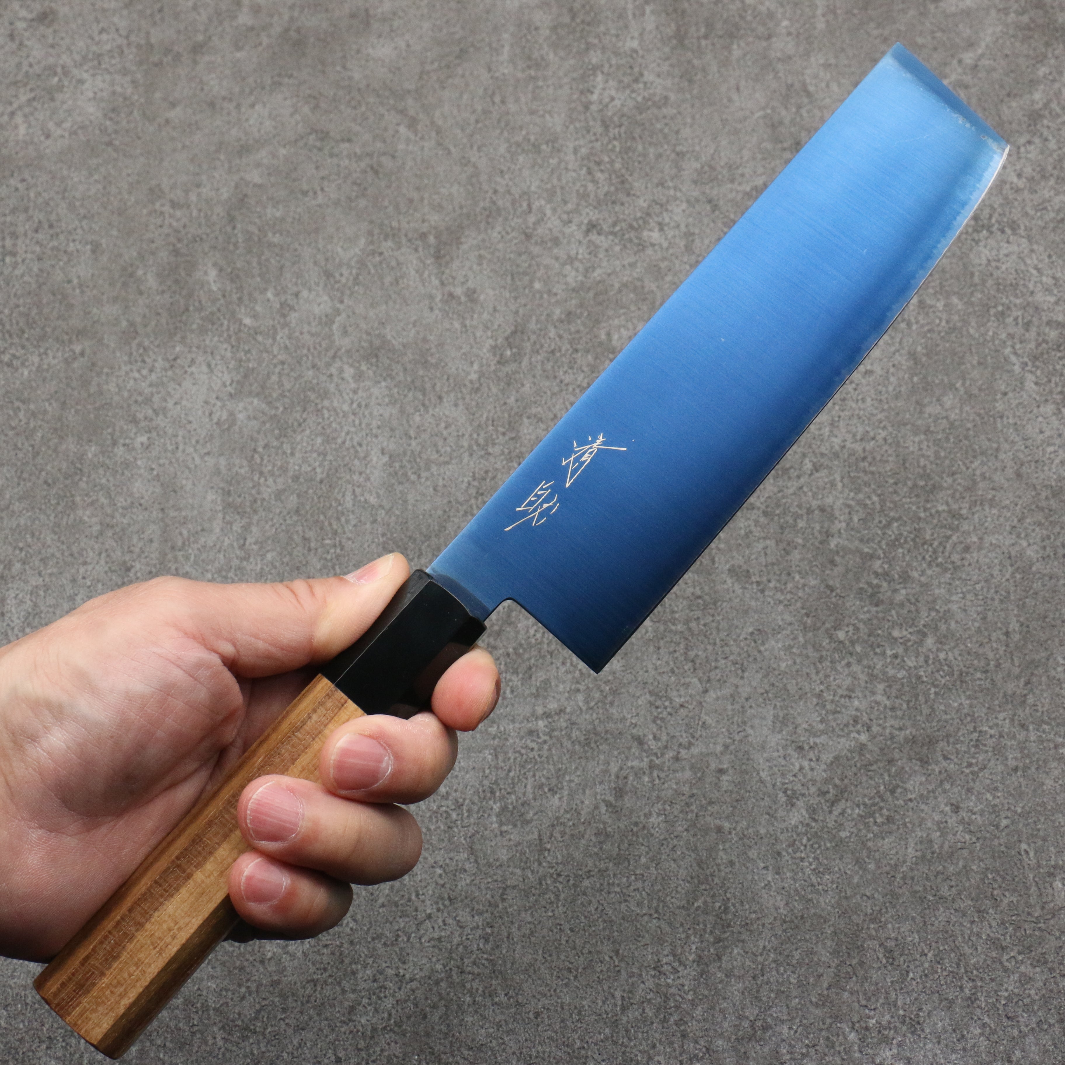 清助 SK-85鋼 離子鍍 菜切 175mm 柚木 (口輪:黑塑膠) 握把 - 清助刃物