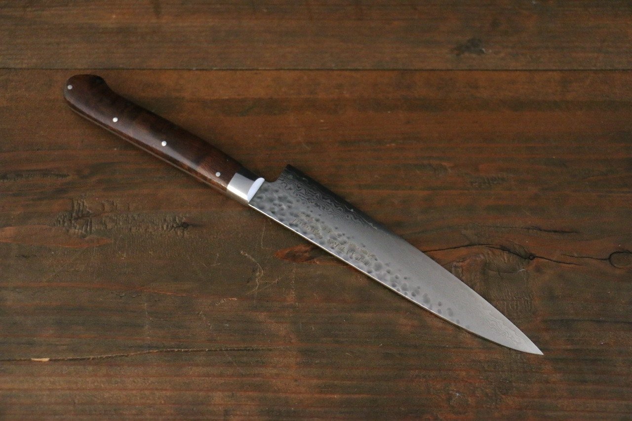 堺 孝行 VG10 17層大馬士革紋 多用途小刀 80mm 沙漠鐵木(杉原型)握把 - 清助刃物