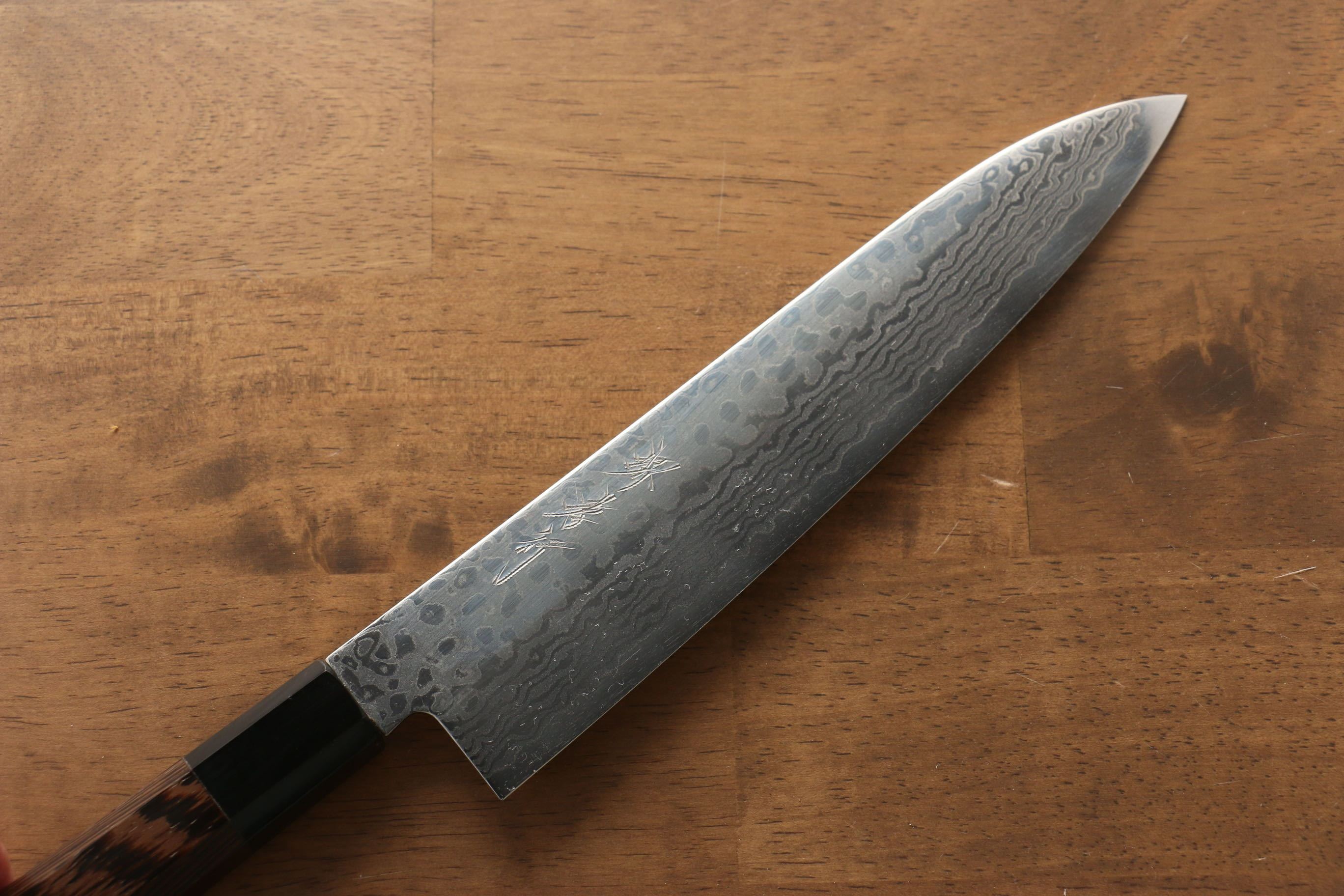 堺 孝行 銀河 ZA-18 大馬士革紋 牛刀 210mm 雞翅木握把 - 清助刃物