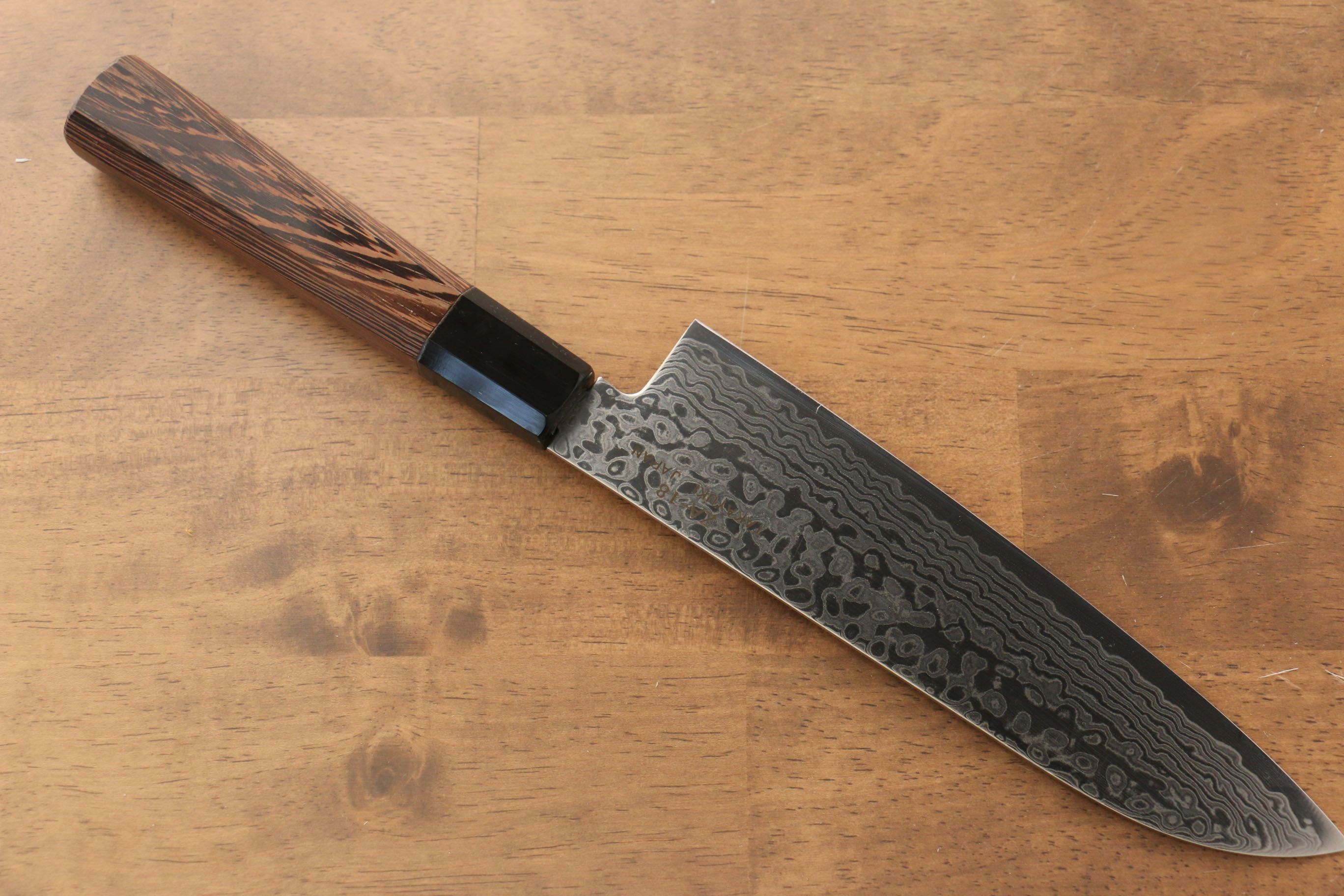 堺 孝行 銀河 ZA-18 大馬士革紋 三德刀 180mm 雞翅木握把 - 清助刃物