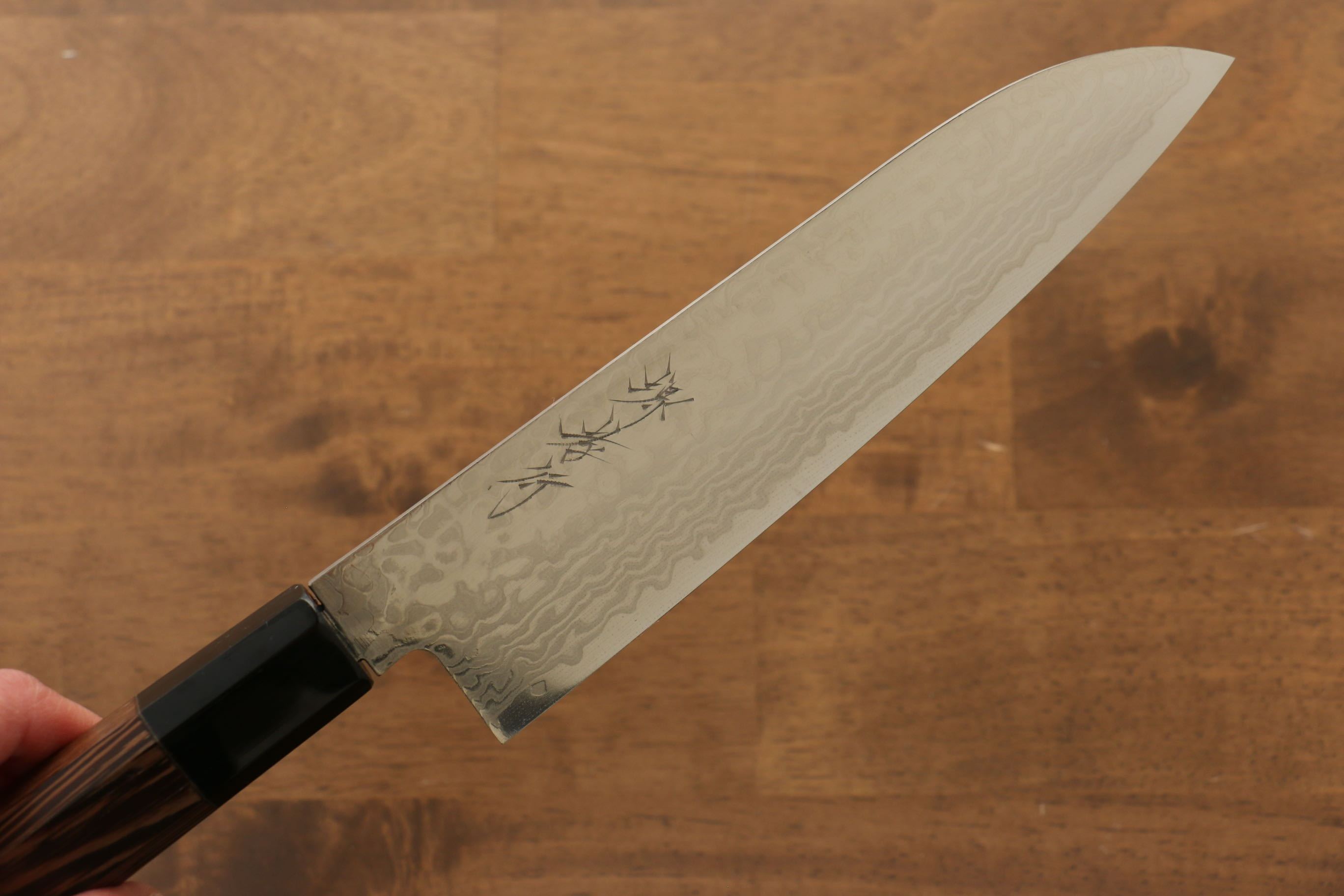 堺 孝行 銀河 ZA-18 大馬士革紋 三德刀 180mm 雞翅木握把 - 清助刃物