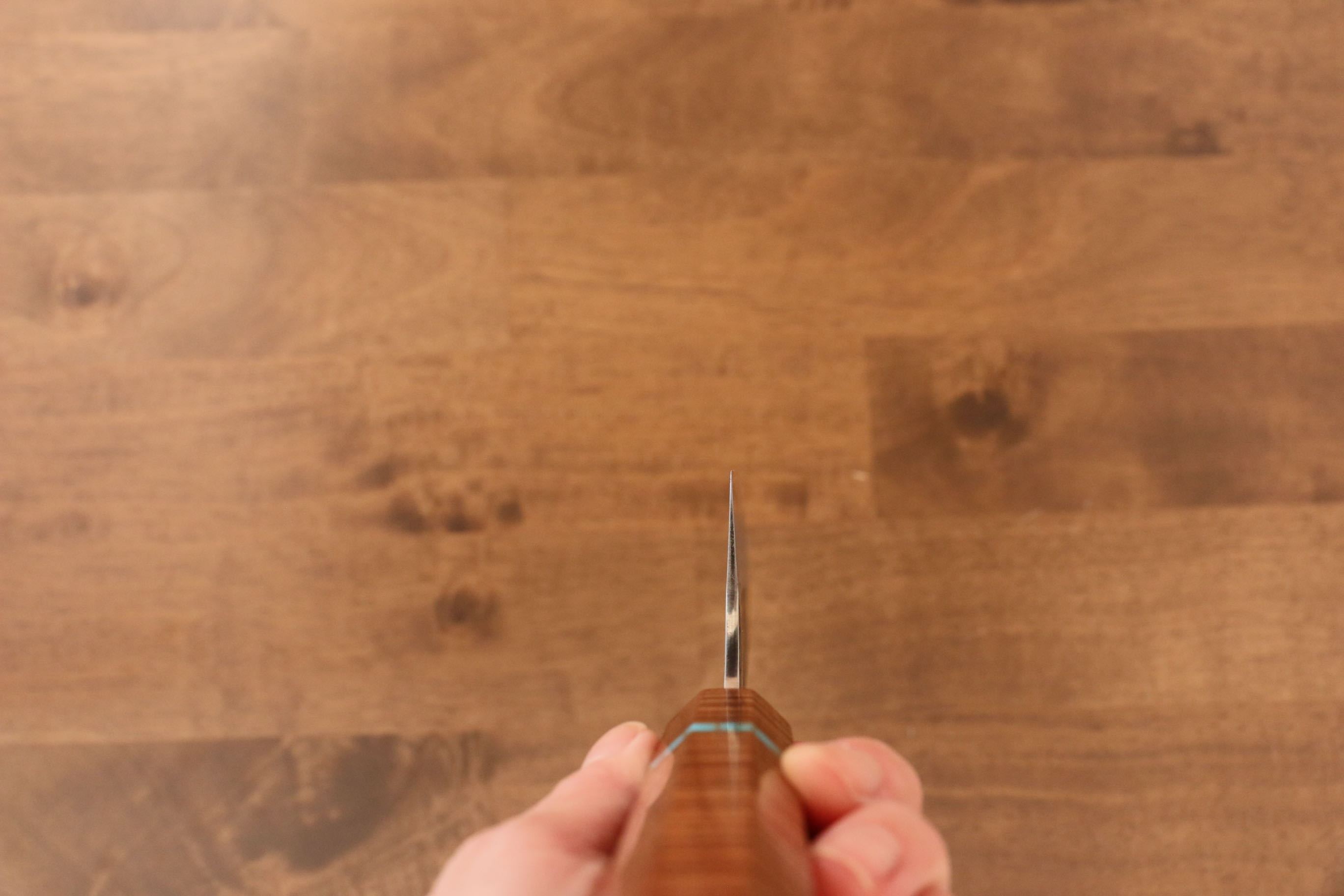 黑崎 優 風神 超級青鋼 鎚目 牛刀 240mm 楓木(茶色帶土耳其石環型設計) 握把 - 清助刃物