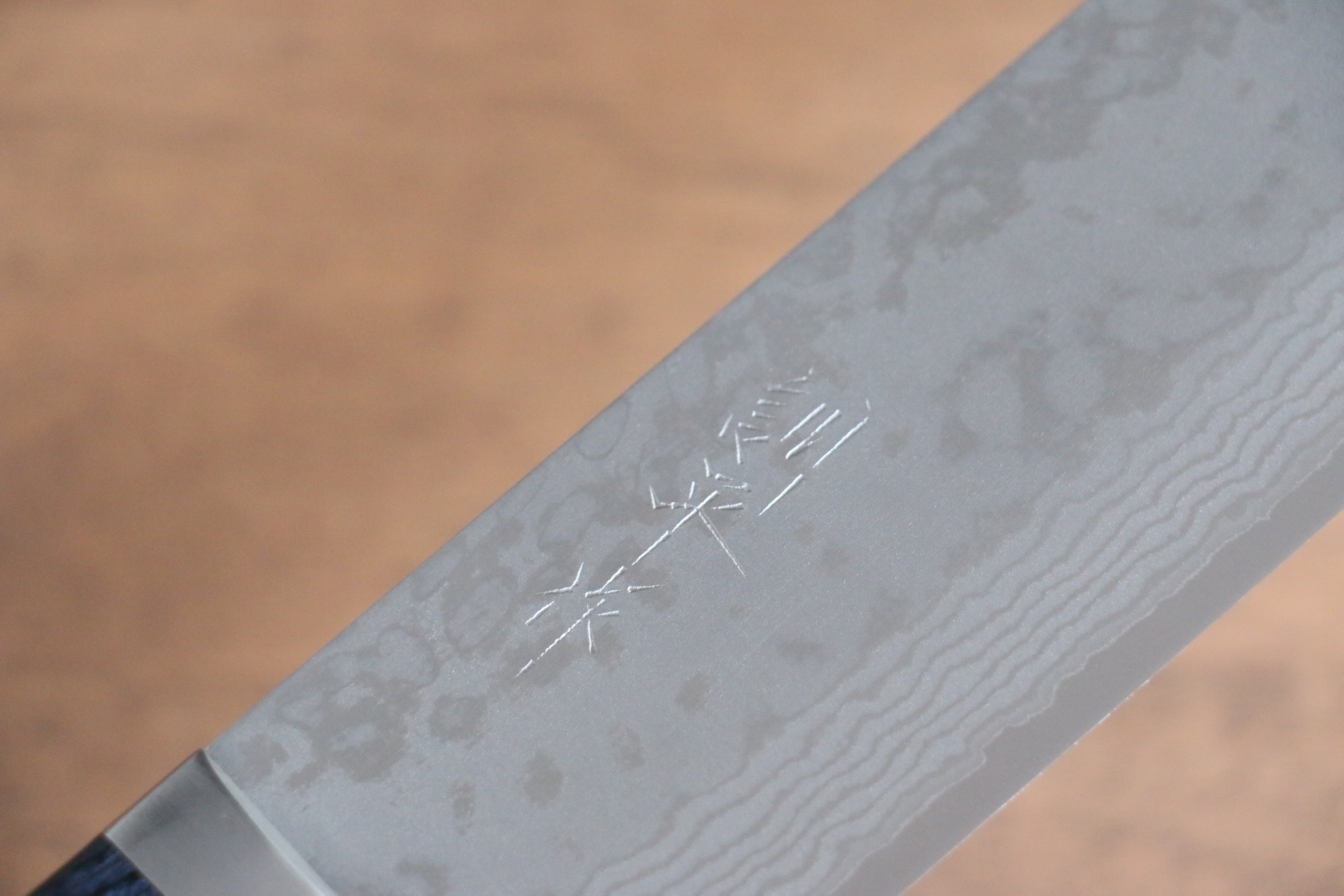 訓平 彩流 VG10 大馬士革紋 薄刃 165mm 深藍色合成木 握把 - 清助刃物