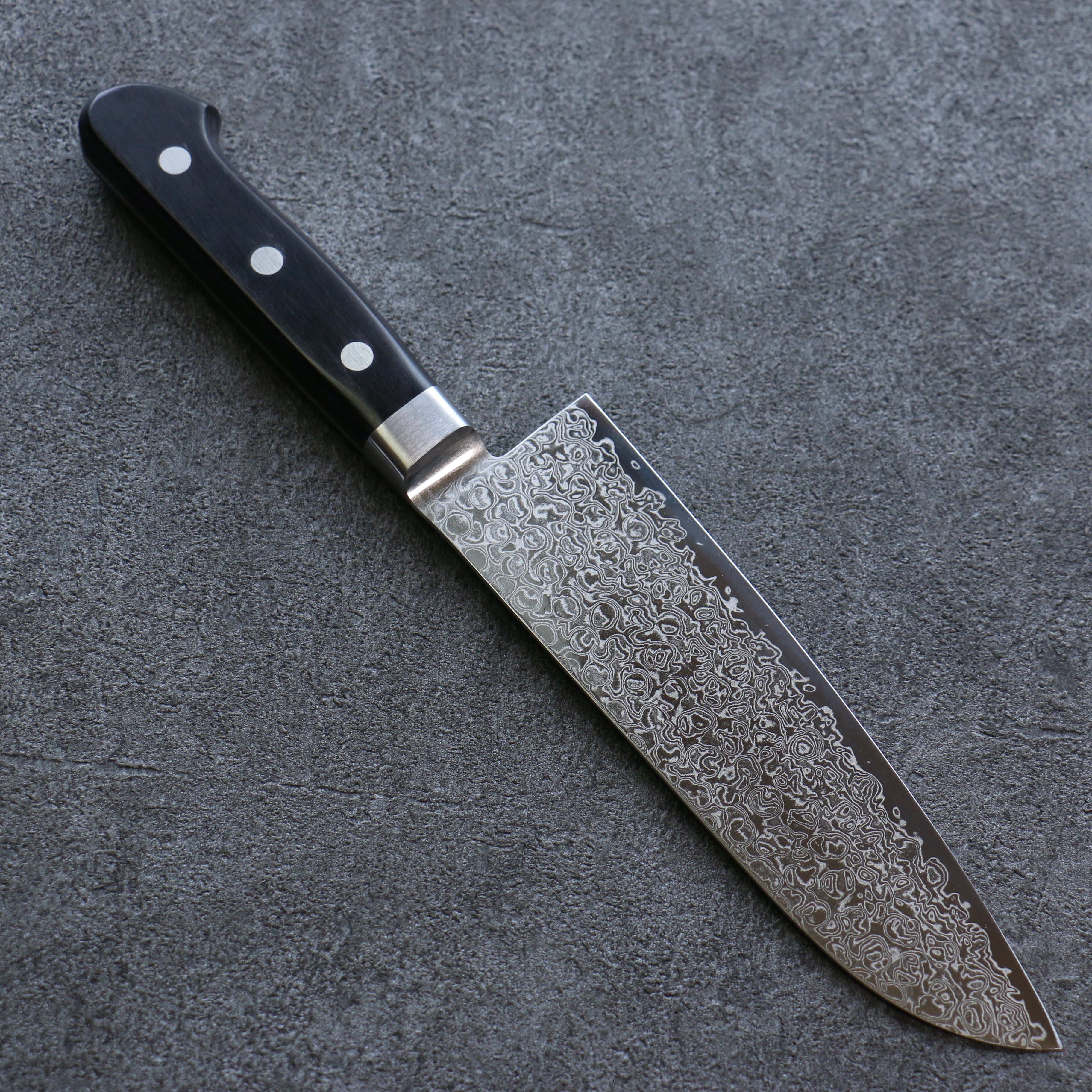 清助 ZA-18 大馬士革紋 三德刀 165mm 黑合成木 握把 - 清助刃物