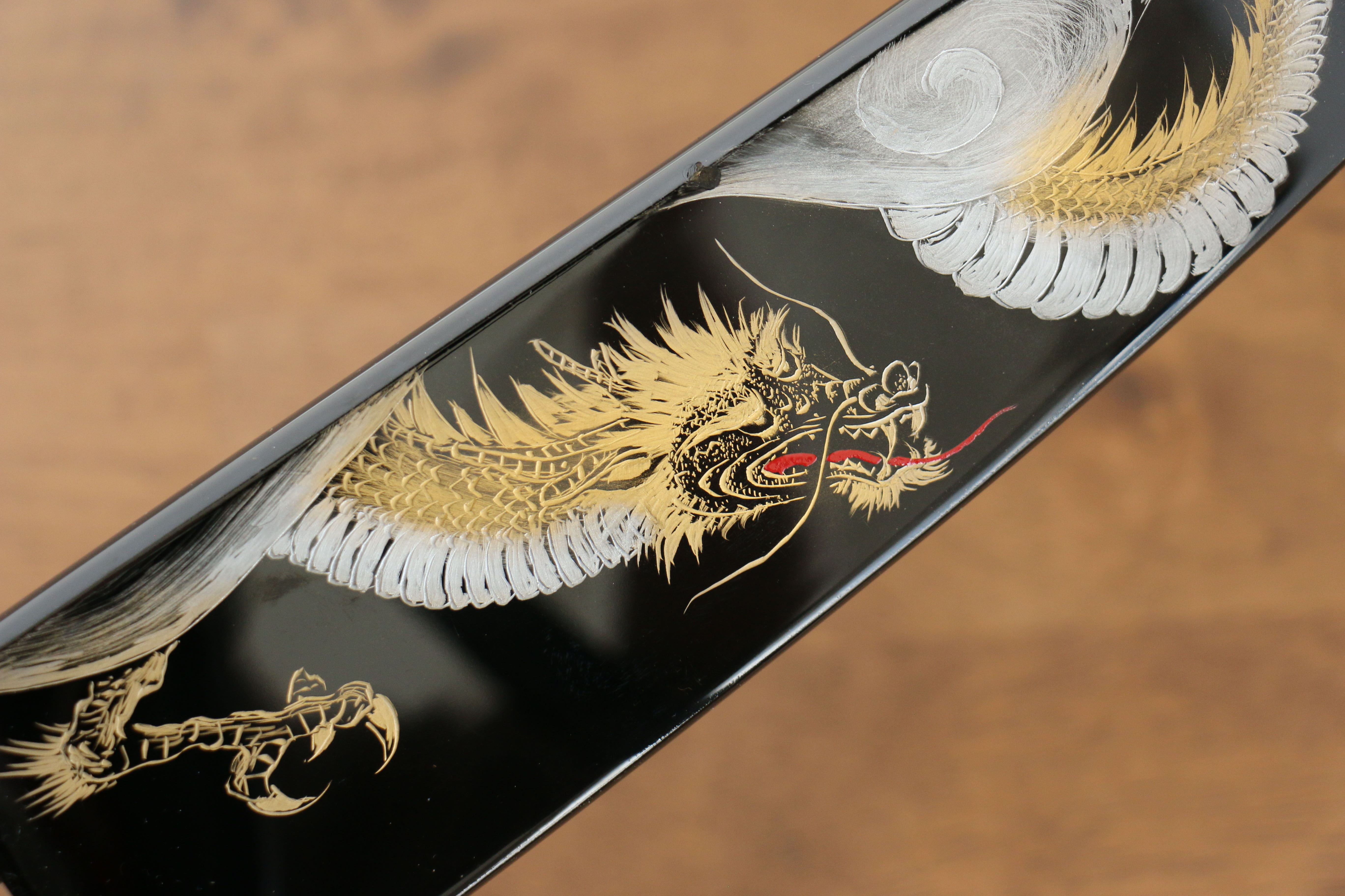 黑崎 優 閃光 SG2 鎚目 龍 沈金 牛刀 210mm 漆塗 握把 附刀鞘 - 清助刃物