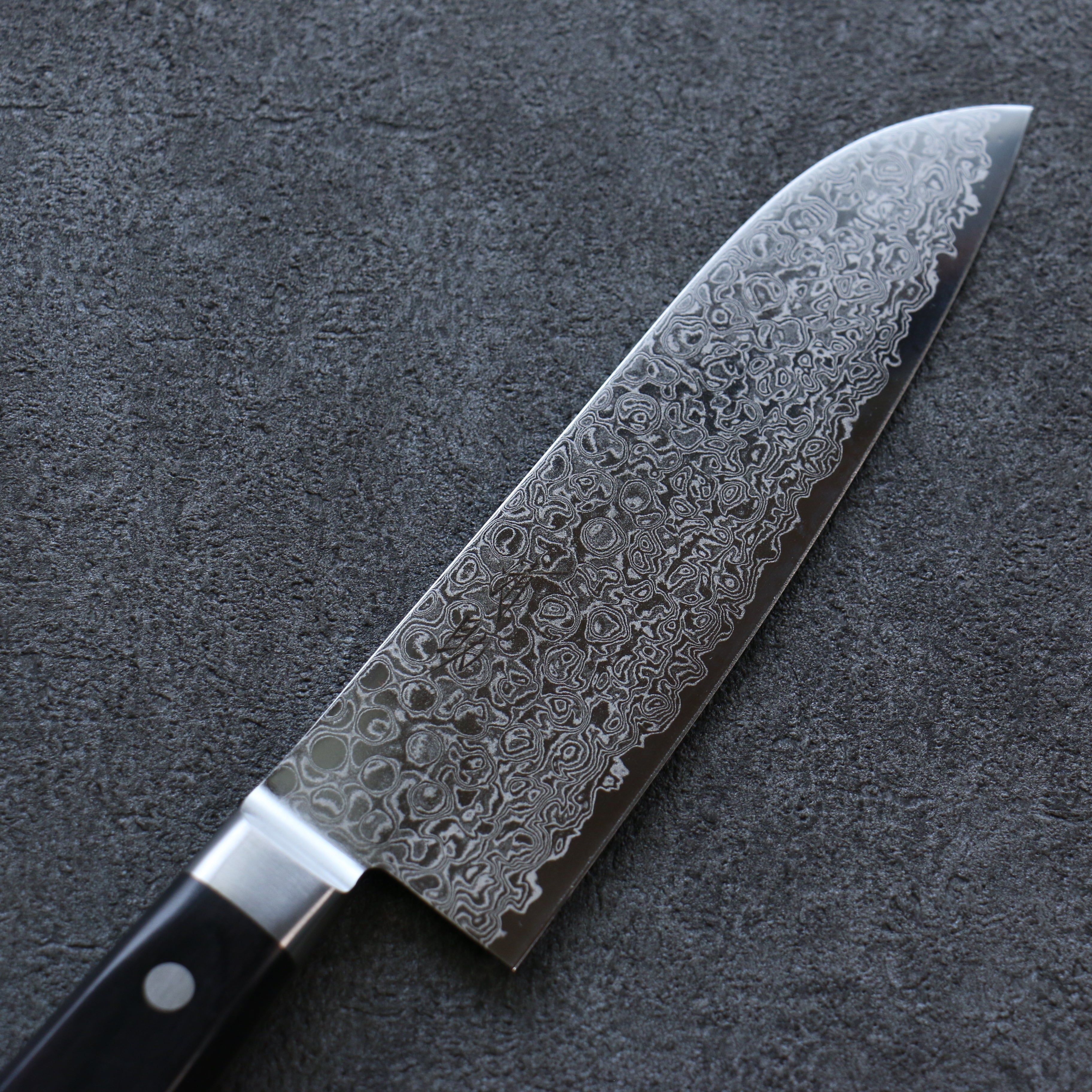 清助 ZA-18 大馬士革紋 三德刀 165mm 黑合成木 握把 - 清助刃物