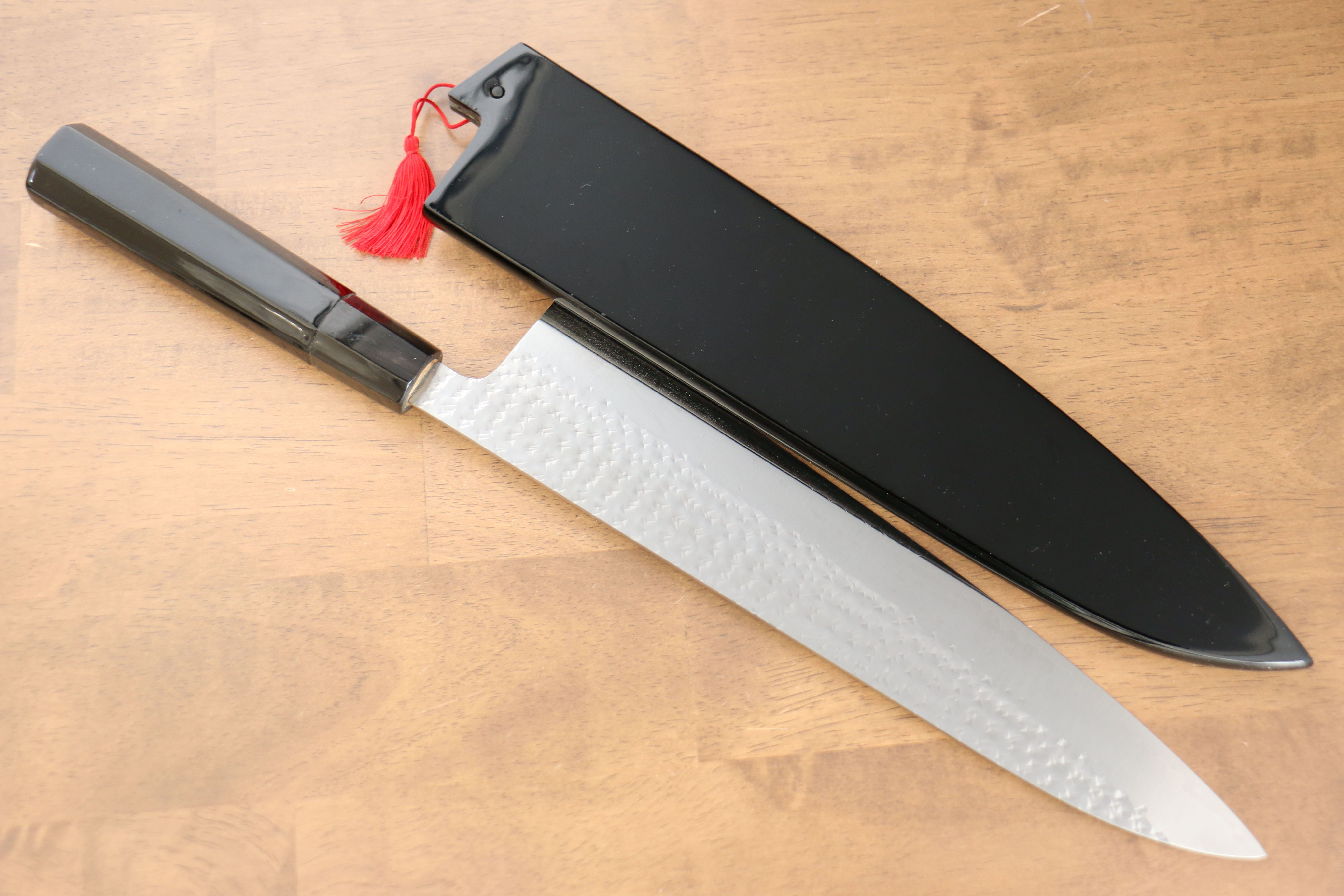 黑崎 優 閃光 SG2 鎚目 龍 沈金 牛刀 270mm 漆塗 握把 附刀鞘 - 清助刃物