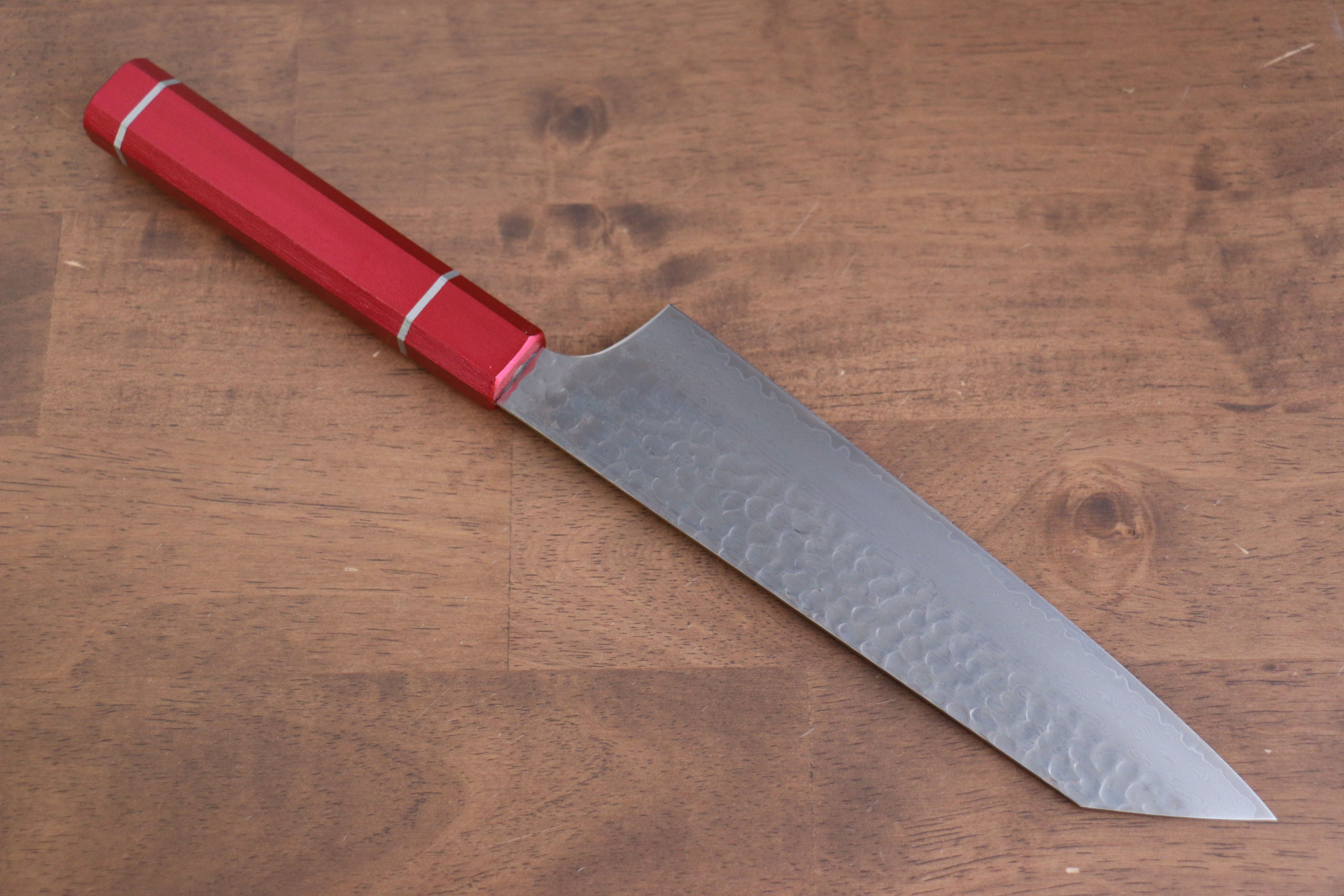 堺 孝行 VG10 33層大馬士革紋 劍型牛刀 190mm 櫟木漆塗(皇赤) 握把 - 清助刃物