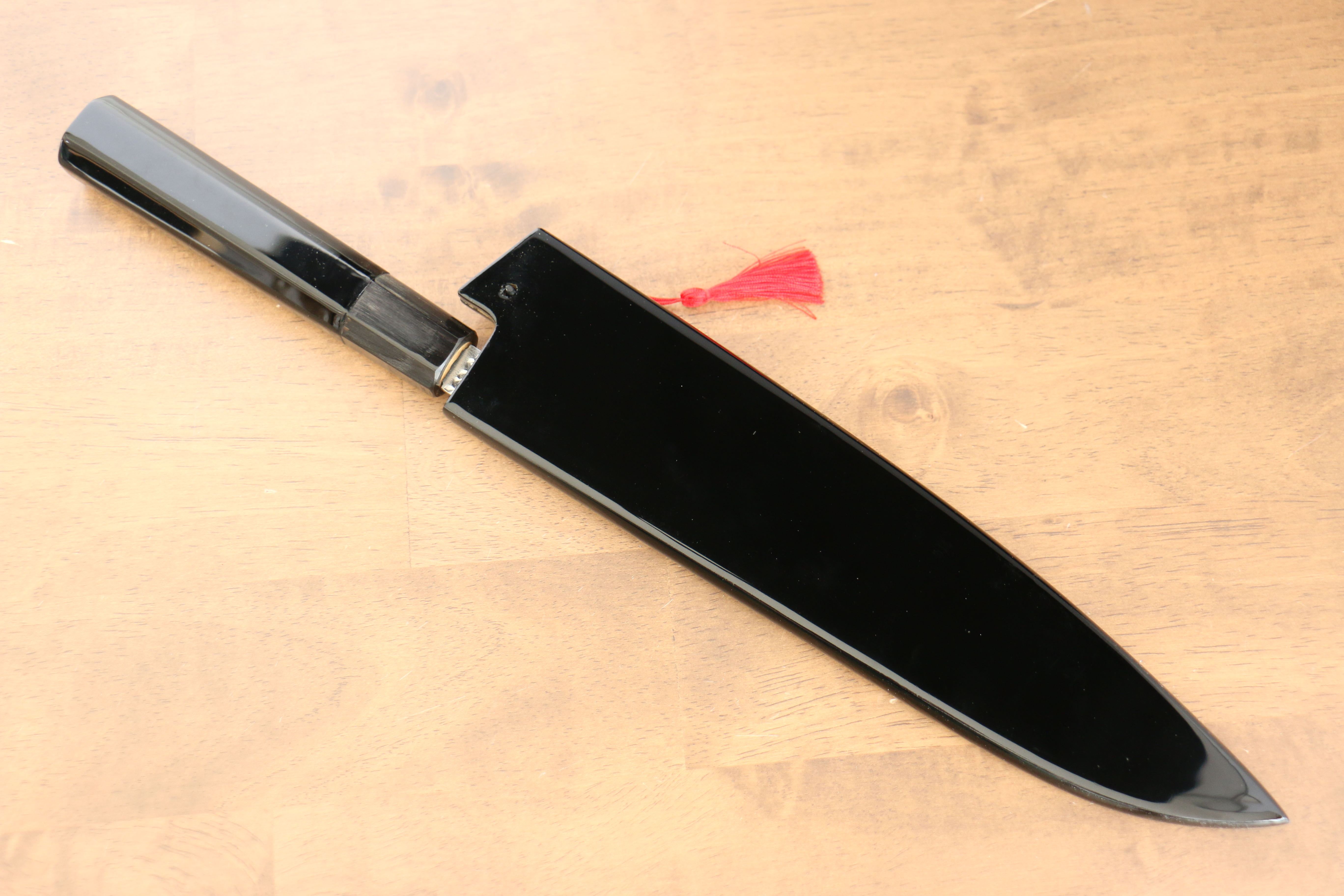 黑崎 優 閃光 SG2 鎚目 龍 沈金 牛刀 240mm 漆塗 握把 附刀鞘 - 清助刃物