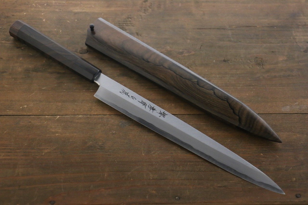 堺 孝行 白虎 白鋼一號 柳刃 300mm 暹羅柿握把 附刀鞘 - 清助刃物